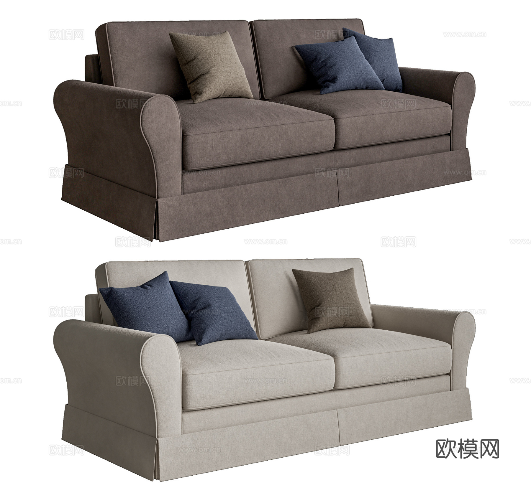 美式双人沙发3d模型