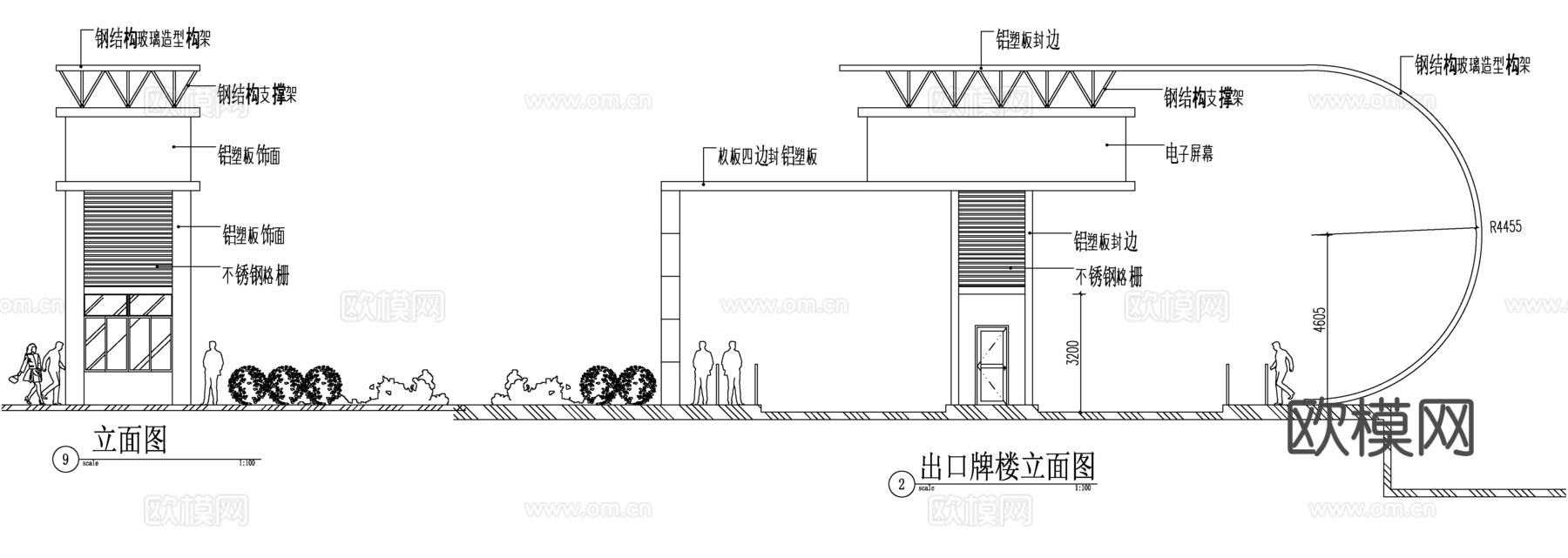 保安亭入口大样cad施工图
