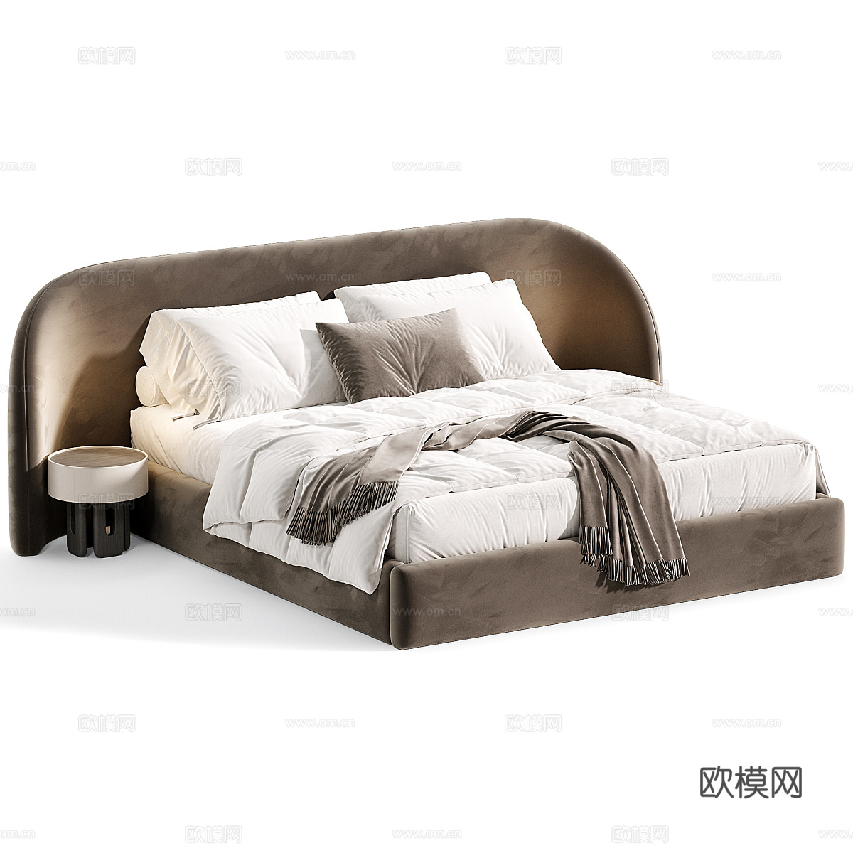 现代意式奶油风 Sculpt 布艺双人床3d模型