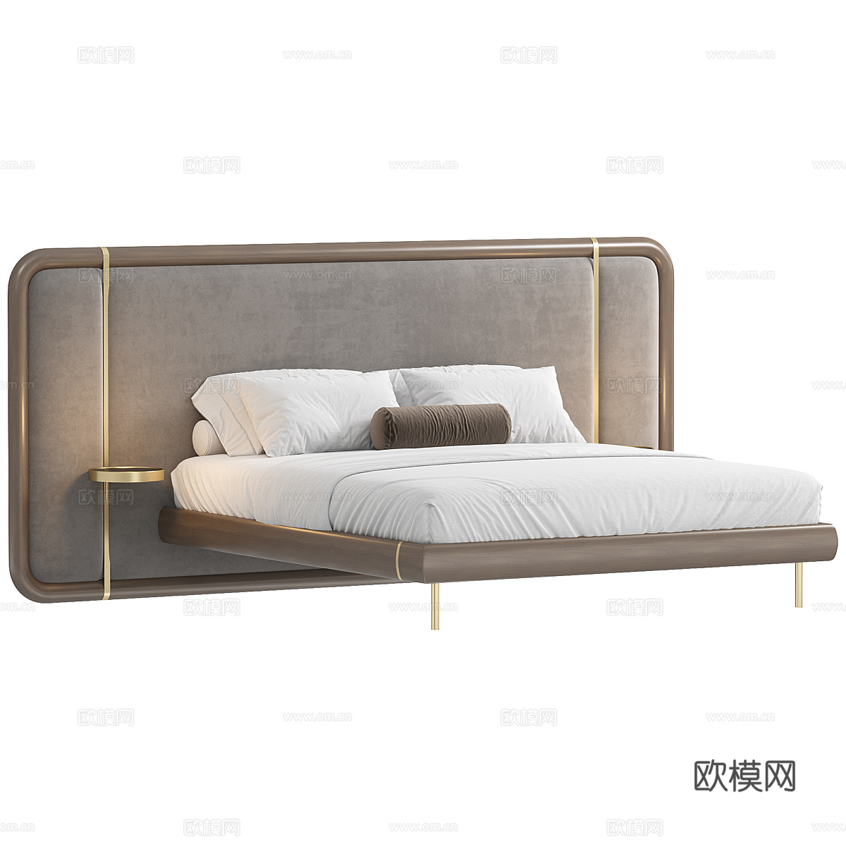 新中式轻奢布艺双人床3d模型