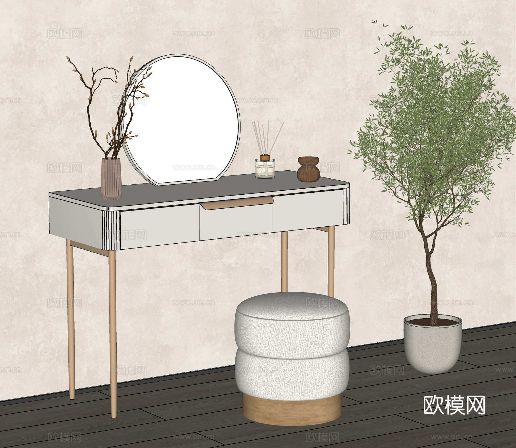 现代梳妆台su模型
