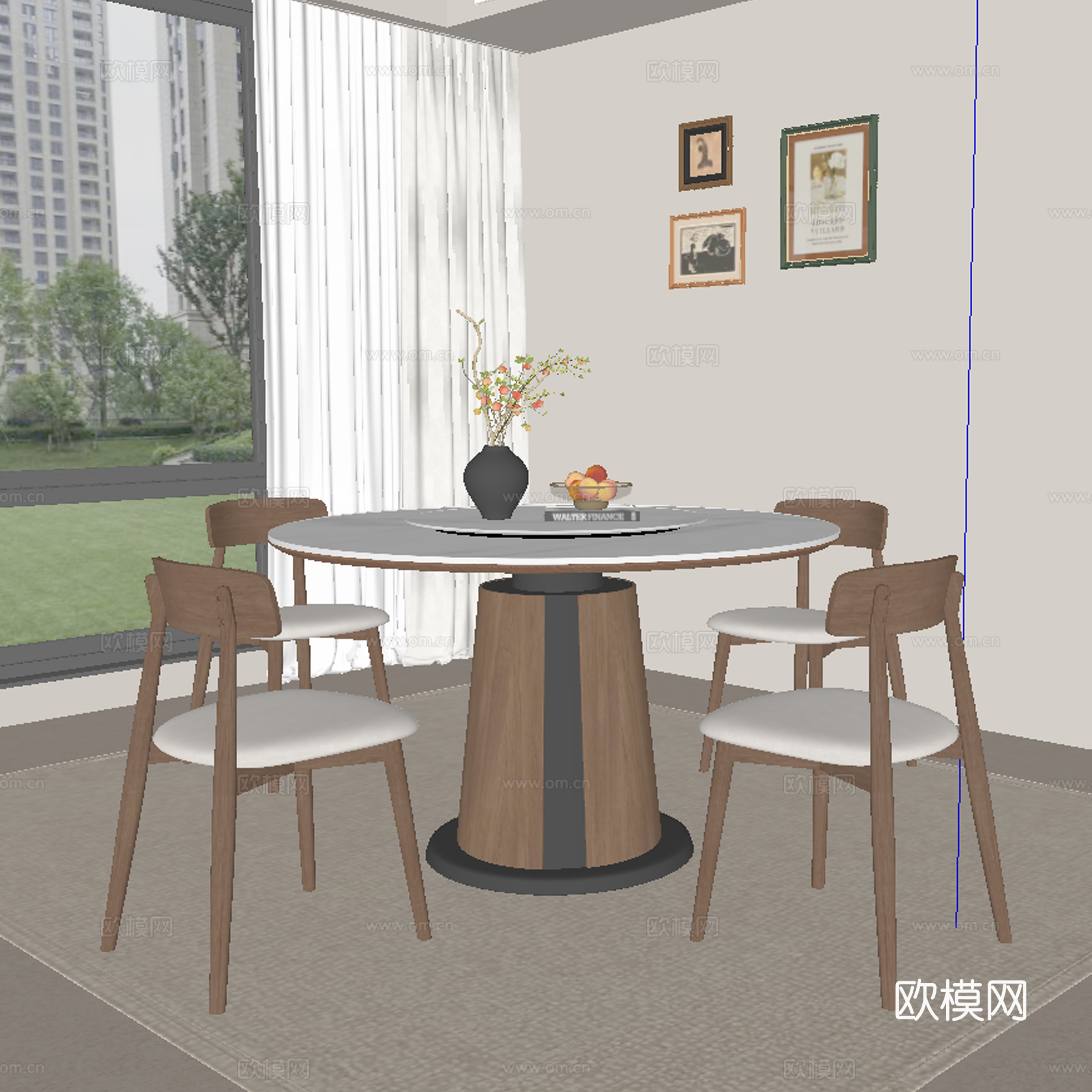 现代餐桌椅su模型