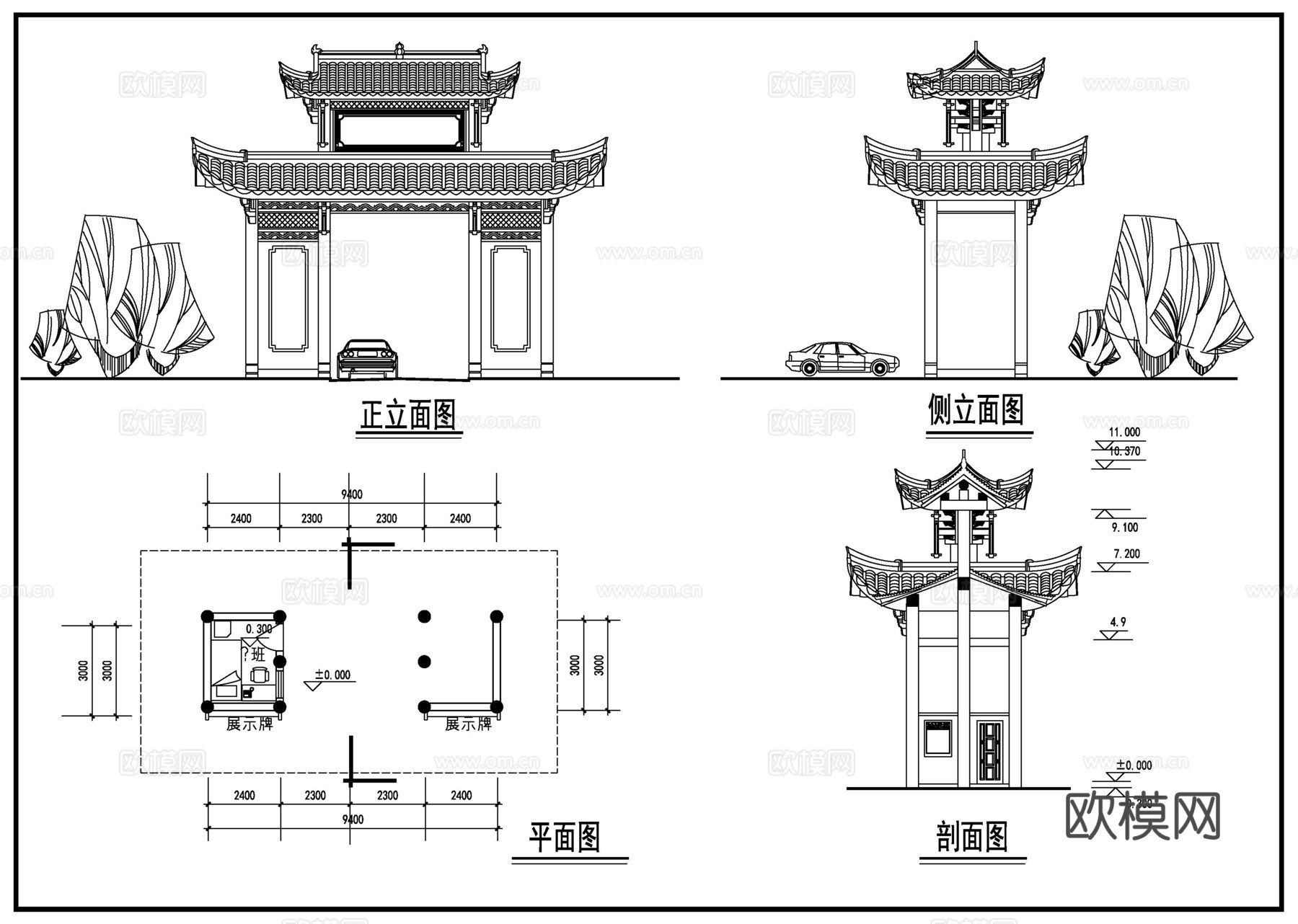 古建筑门楼cad施工图