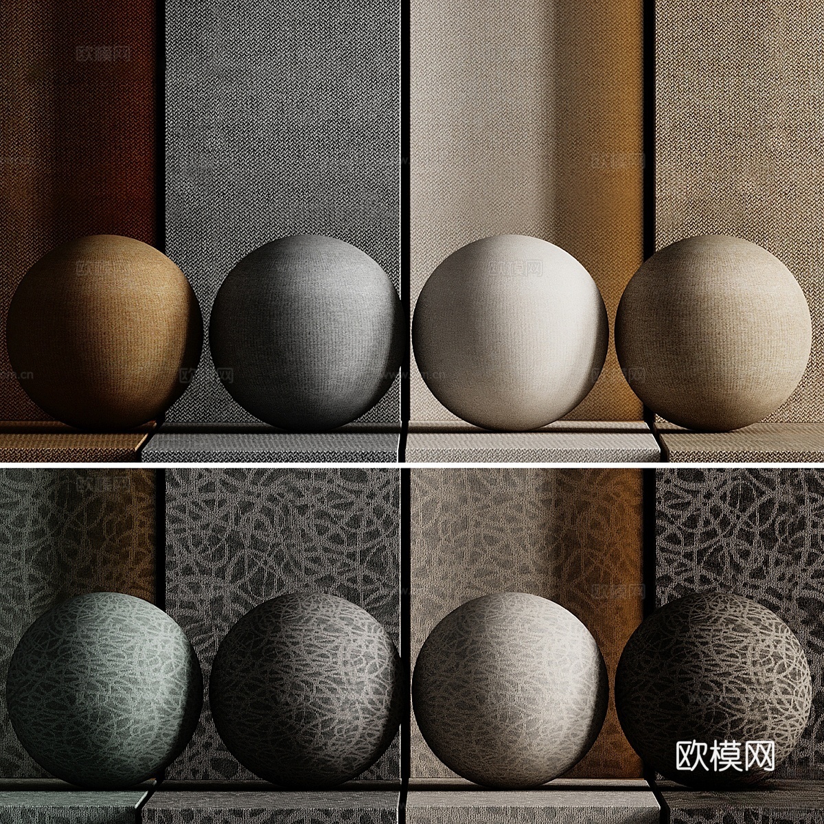 新中式墙布 墙纸 壁布材质3d模型