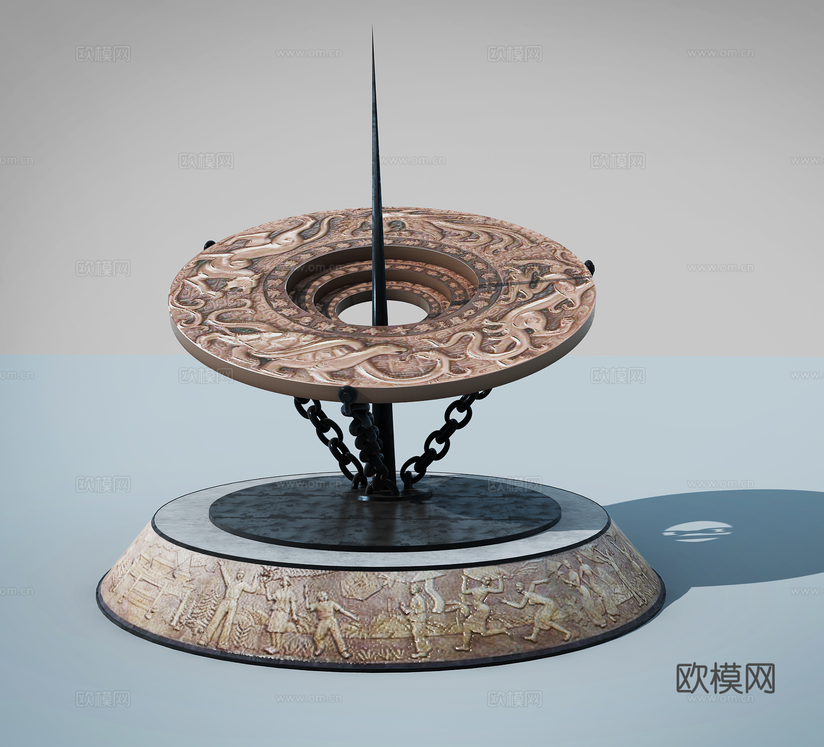 中式景观广场雕塑3d模型