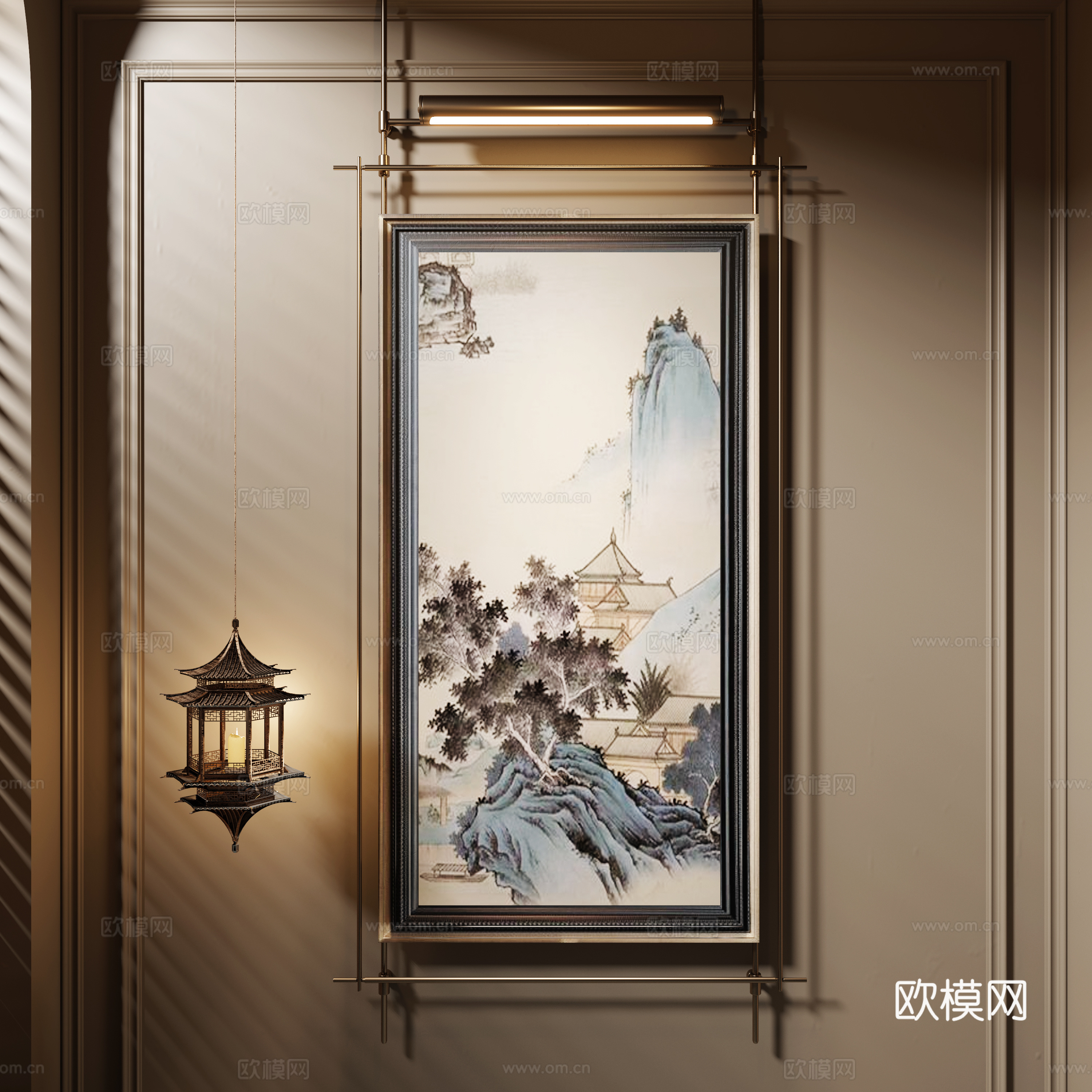 新中式挂画免费3d模型