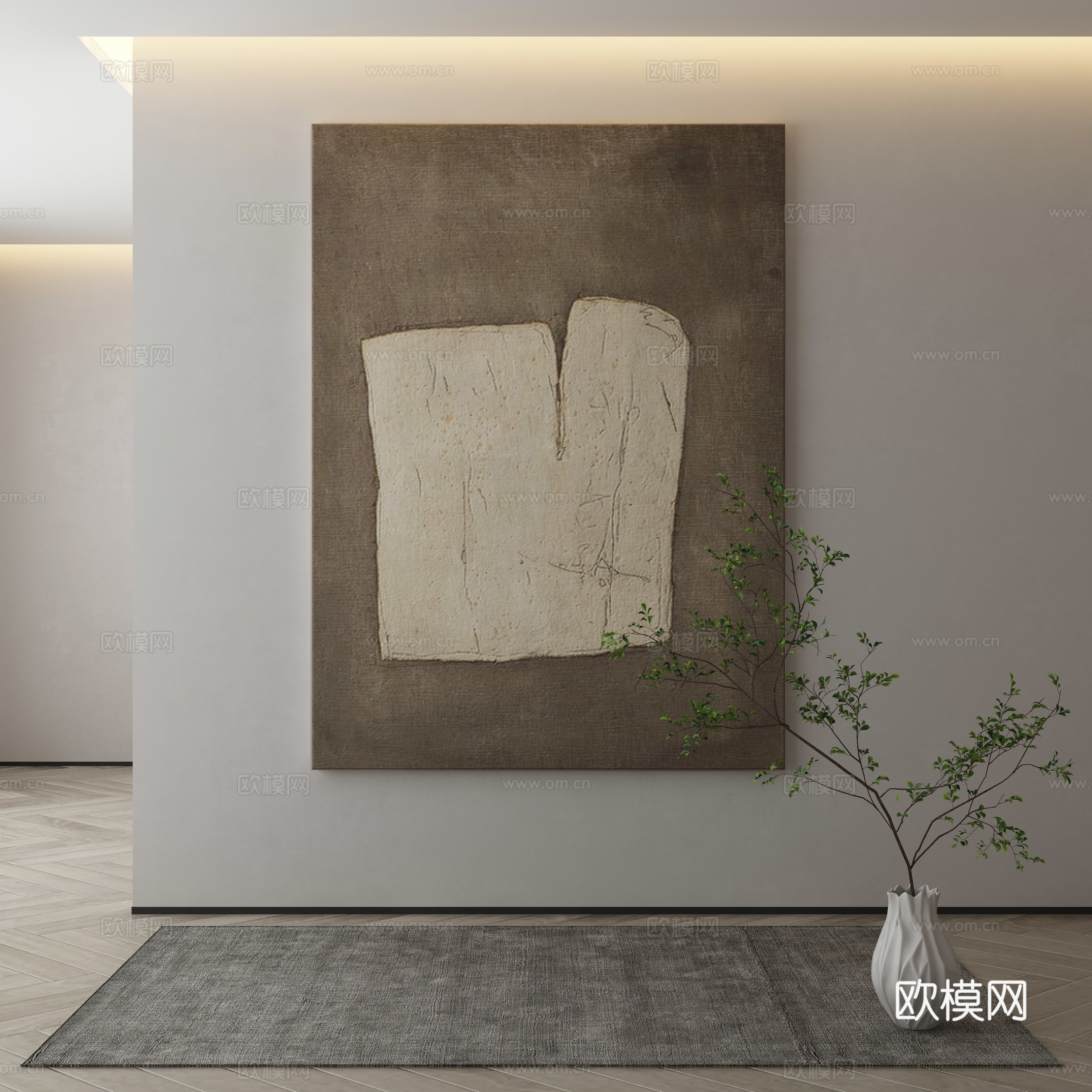 现代侘寂挂画 油画3d模型