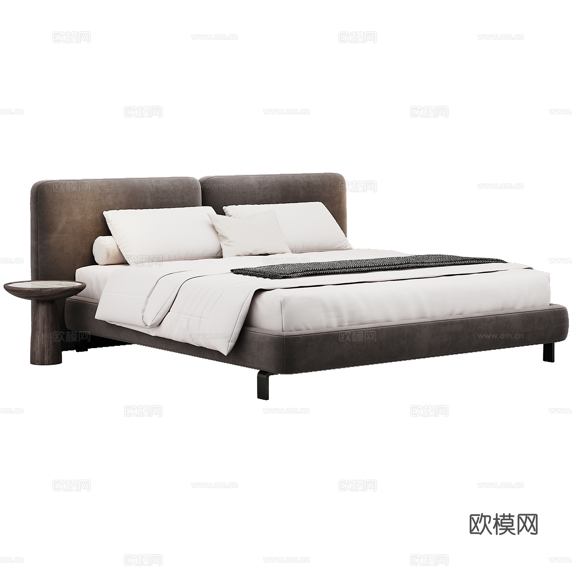 Minotti 软床 布艺 180 双人床 床品 抱枕3d模型