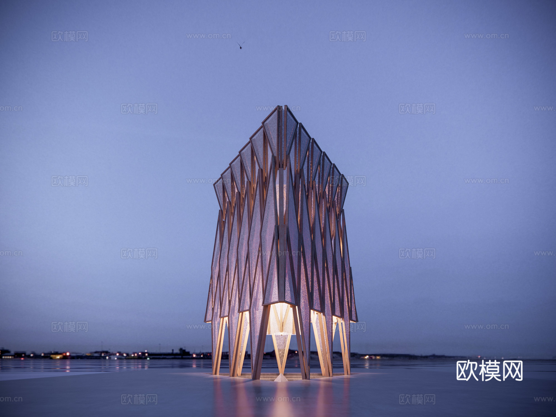 现代木构建筑 装置 亭 冥想空间 露营 营地 景观装置 廊架su模型