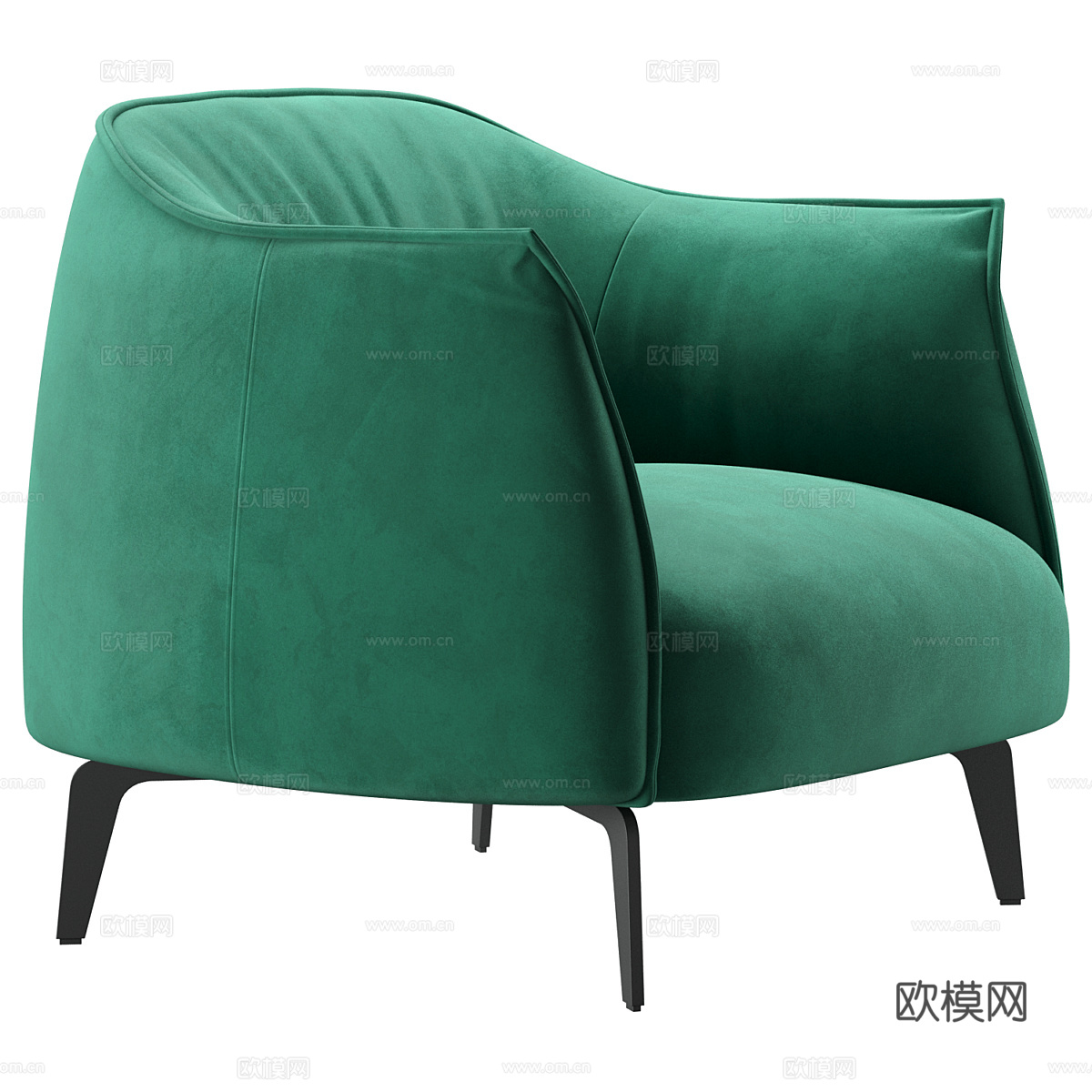 现代意式布艺扶手椅3d模型