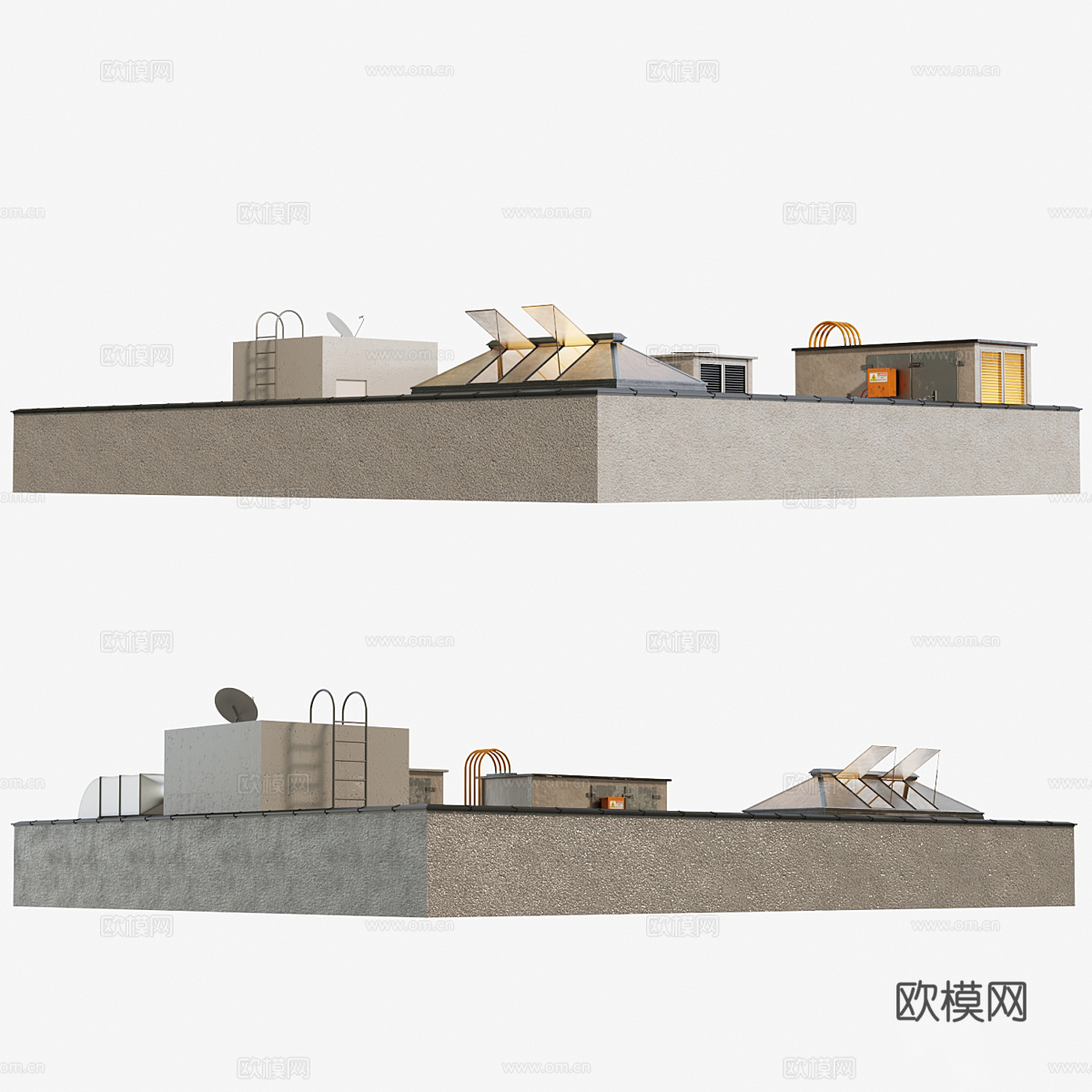 现代 HVAC 屋顶空气系统3d模型