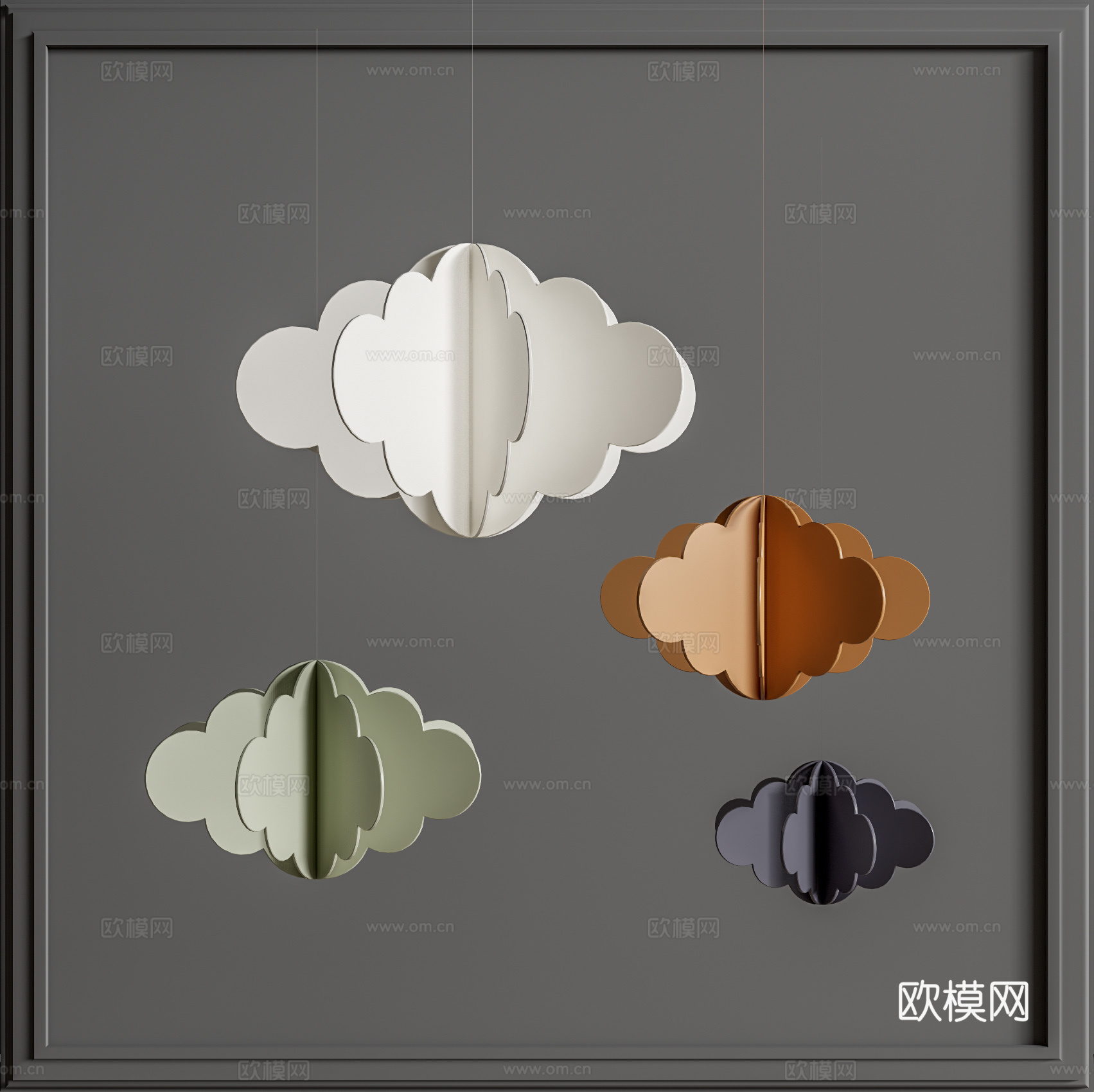 现代云朵吊饰3d模型