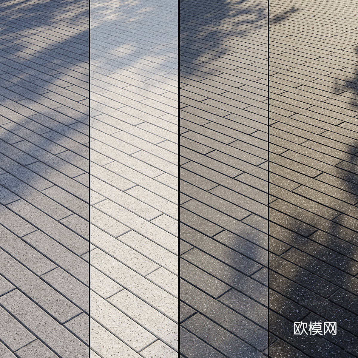 现代意式室外铺路砖 铺路石3d模型