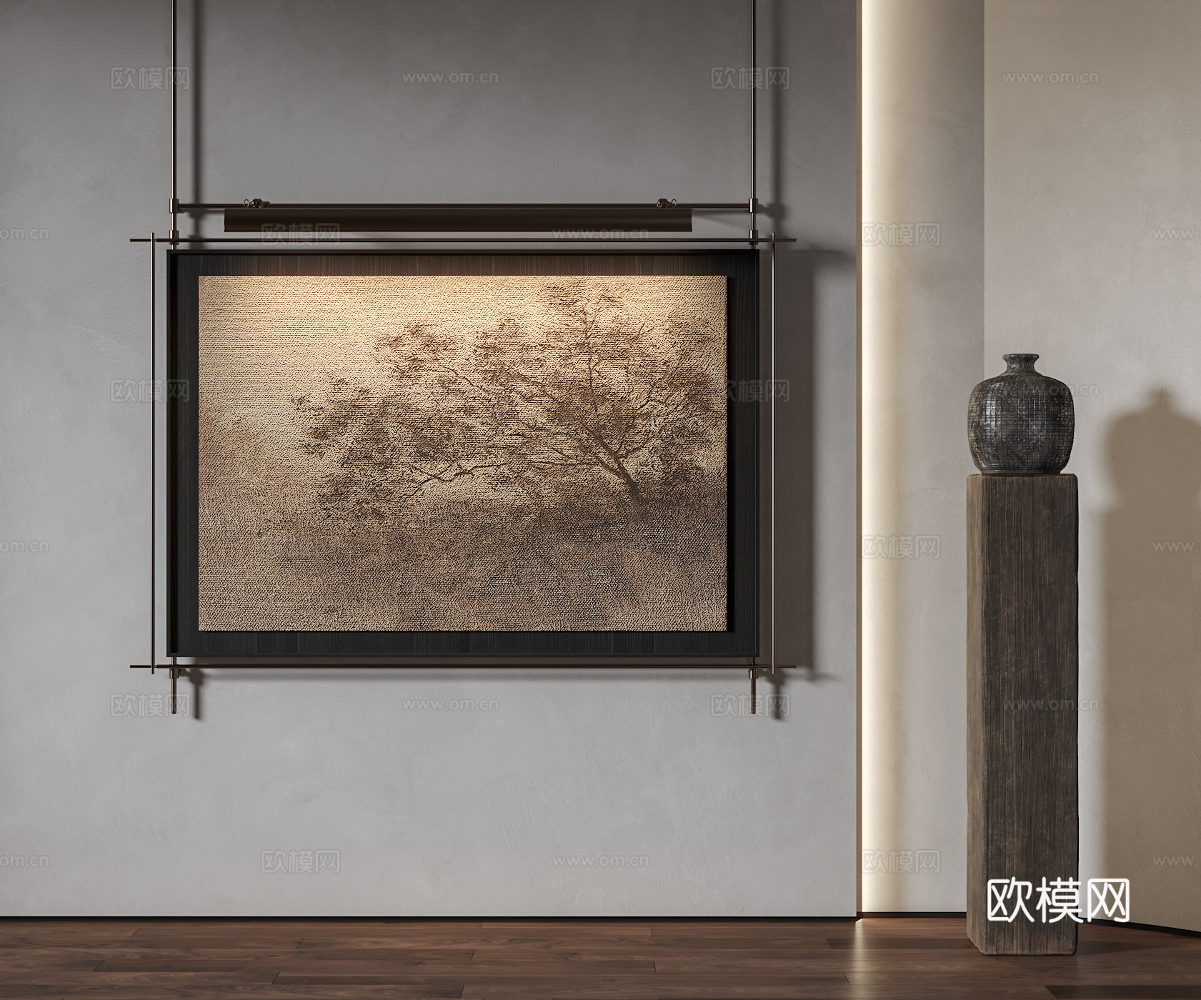 中古装饰画 挂画 植物风景画3d模型