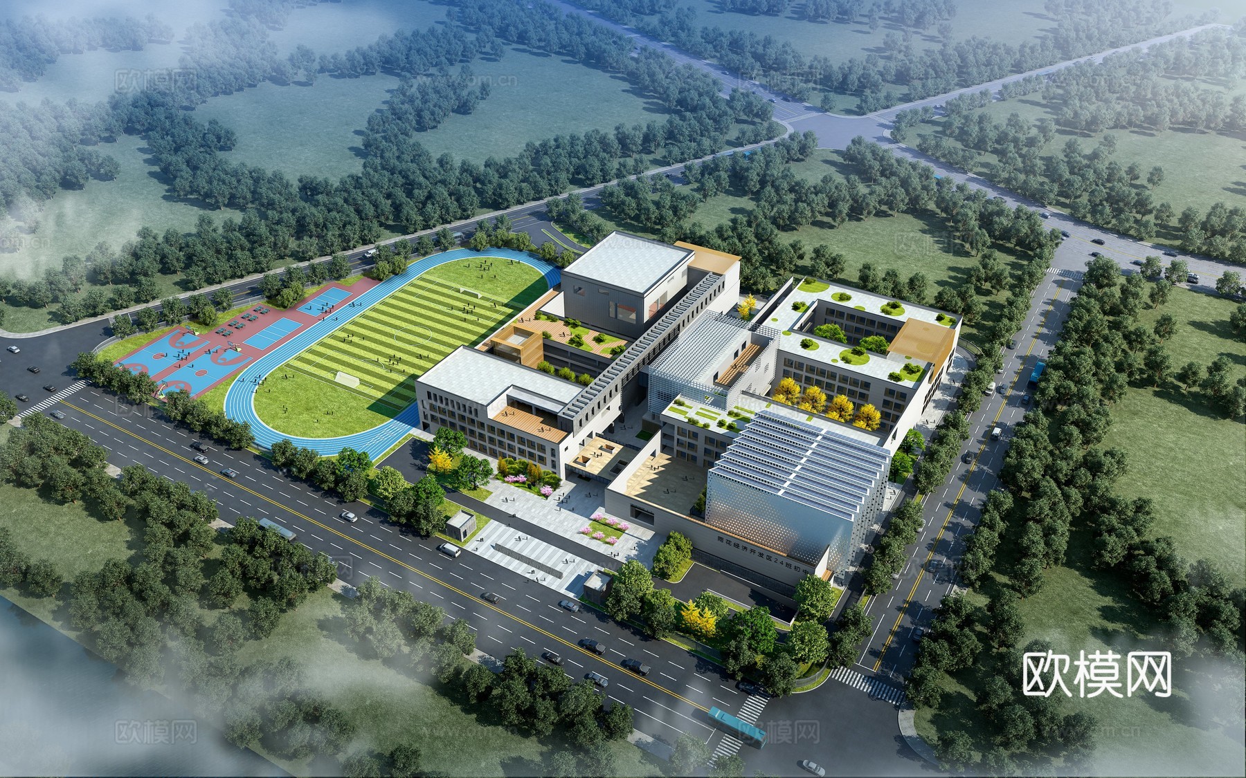 学校鸟瞰3d模型