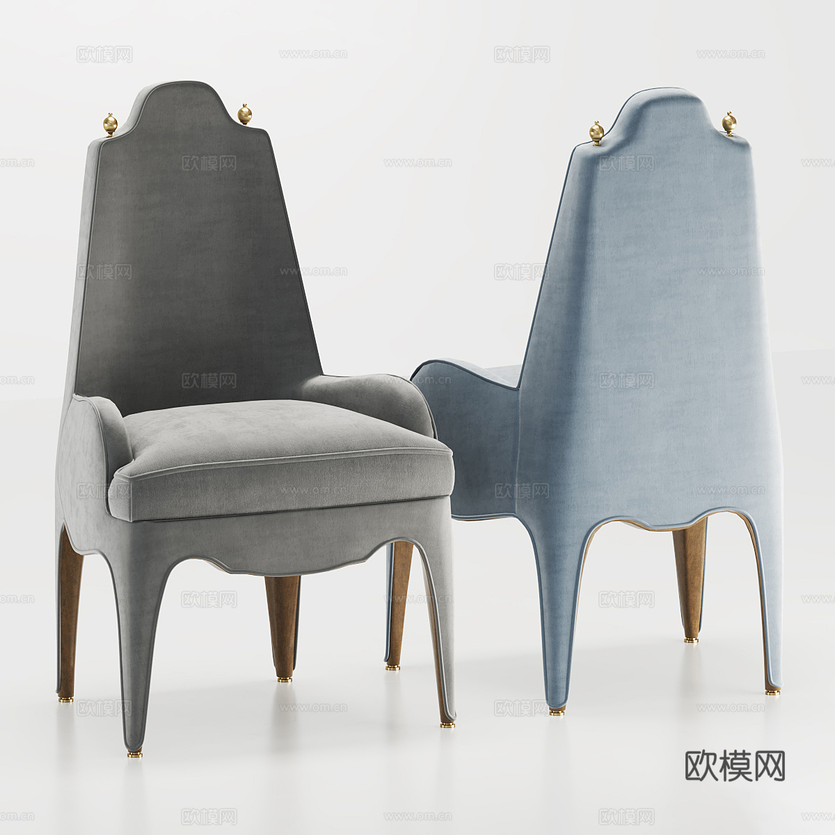 美式轻奢布艺单椅3d模型