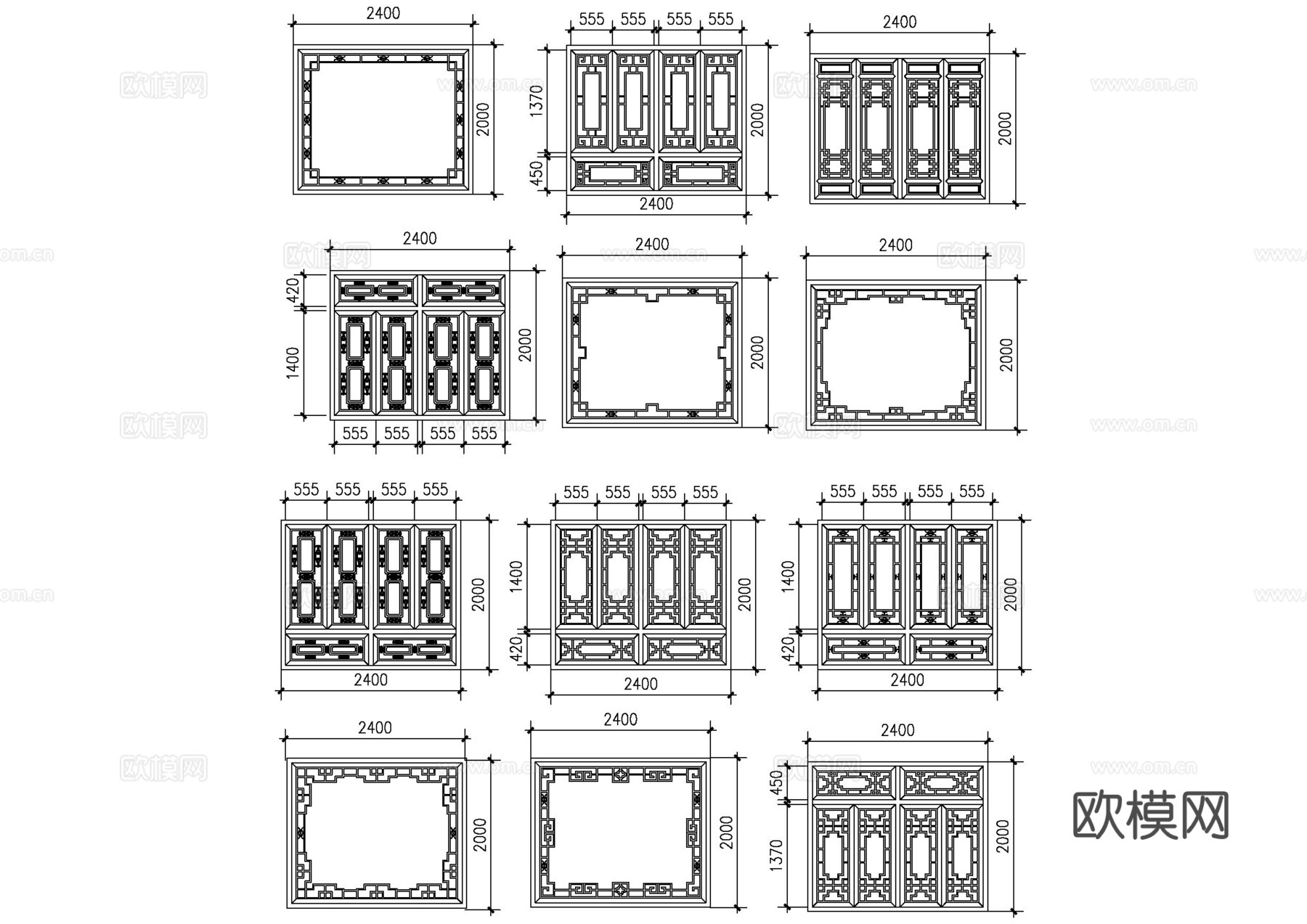 古建筑窗cad施工图