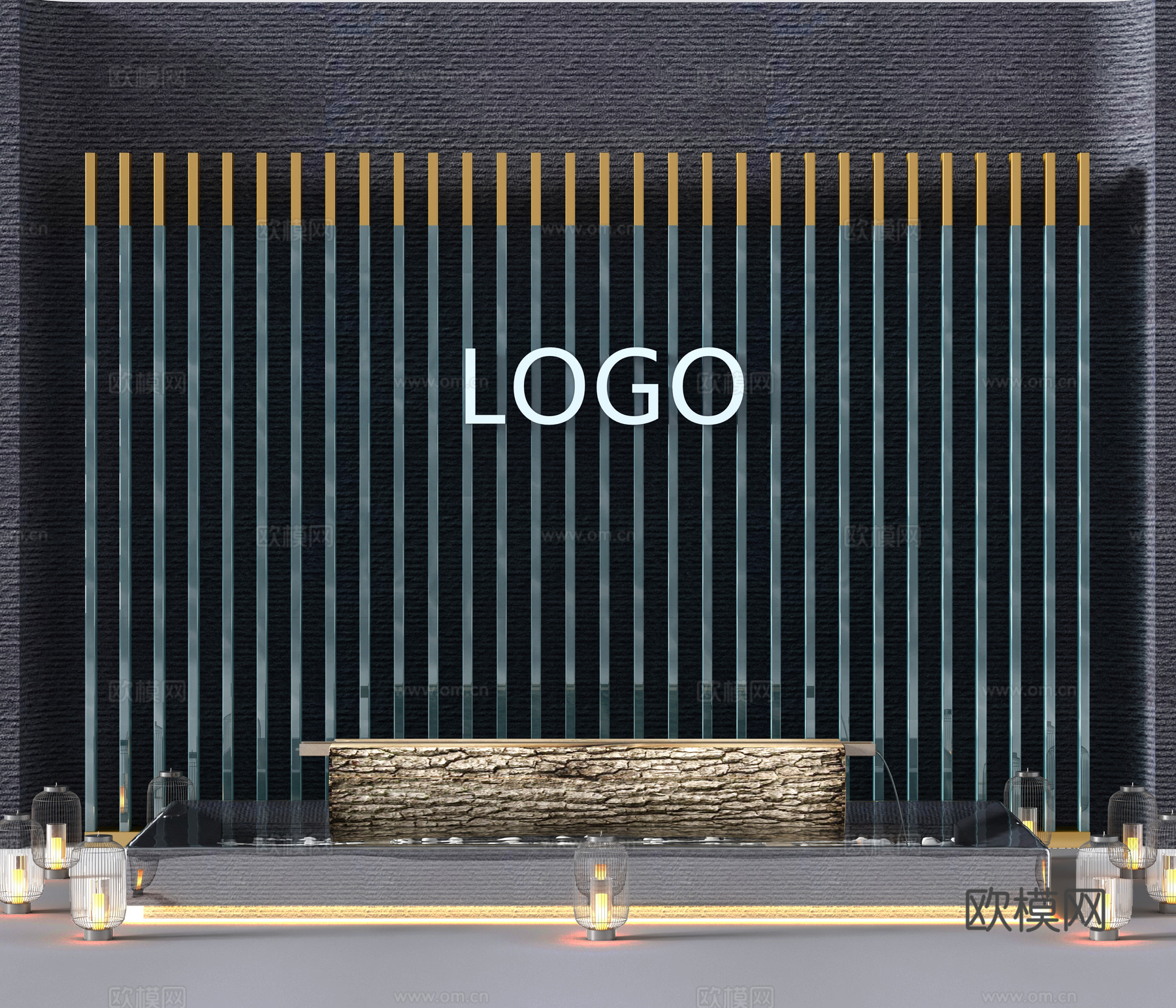 现代背景墙 现代景观墙 流水景观 logo墙 景观墙 形像墙3d模型