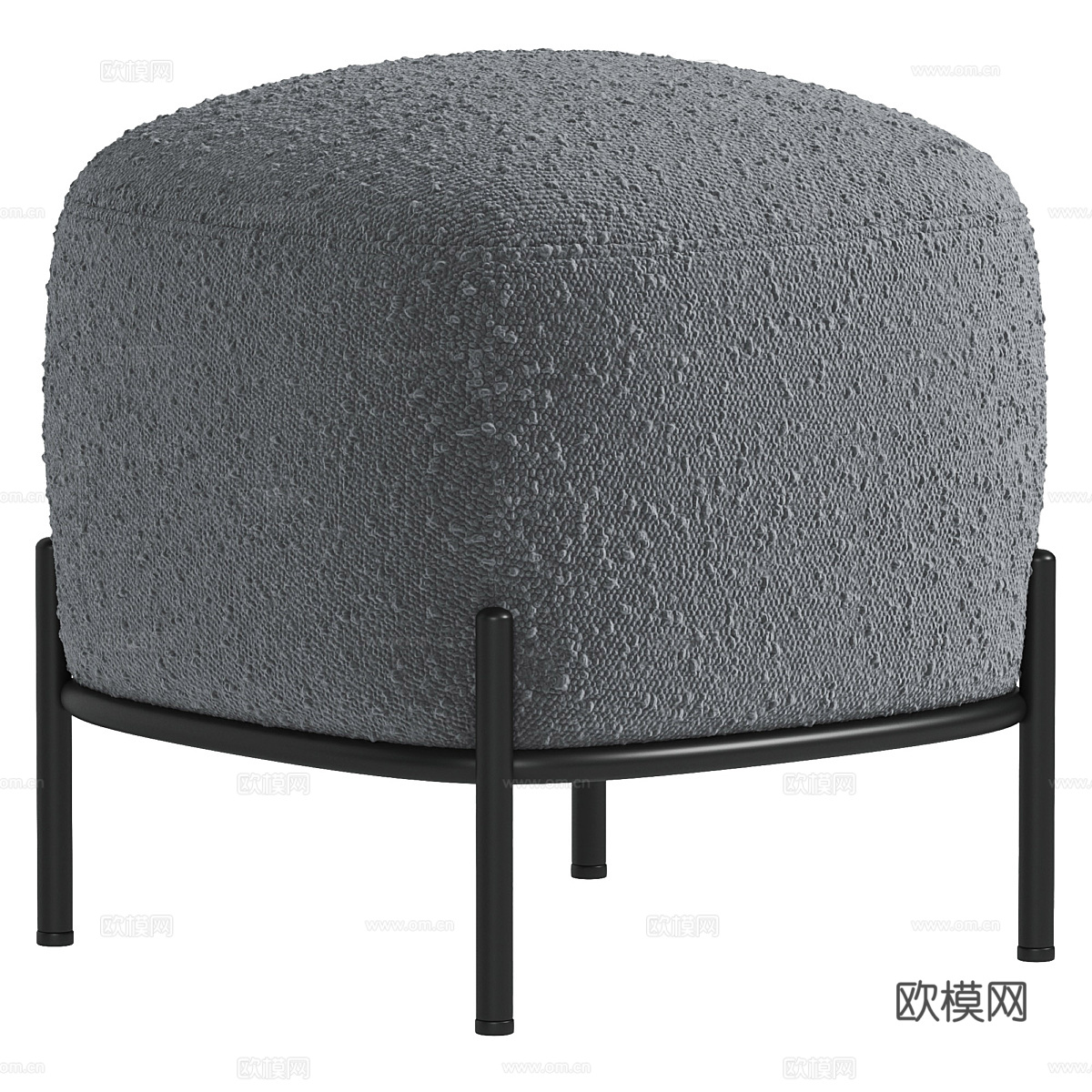 现代意式奶油风布艺圆凳3d模型