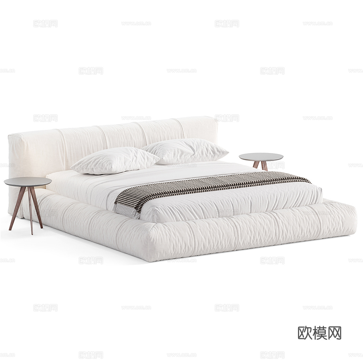 现代意式奶油风 Mobili 布艺双人床3d模型