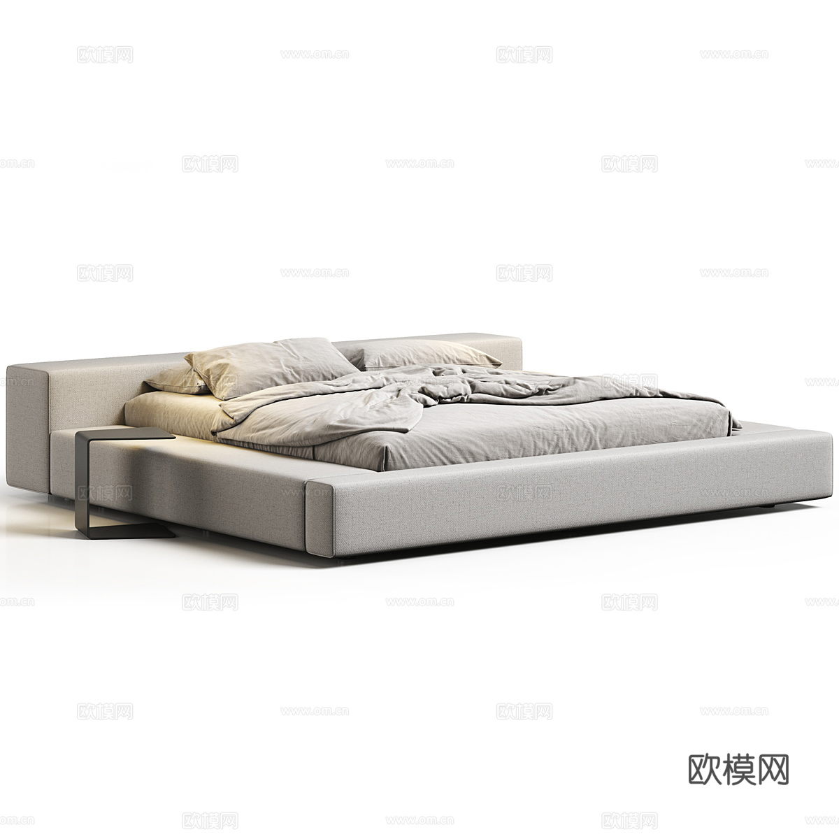 现代意式极简布艺双人床3d模型