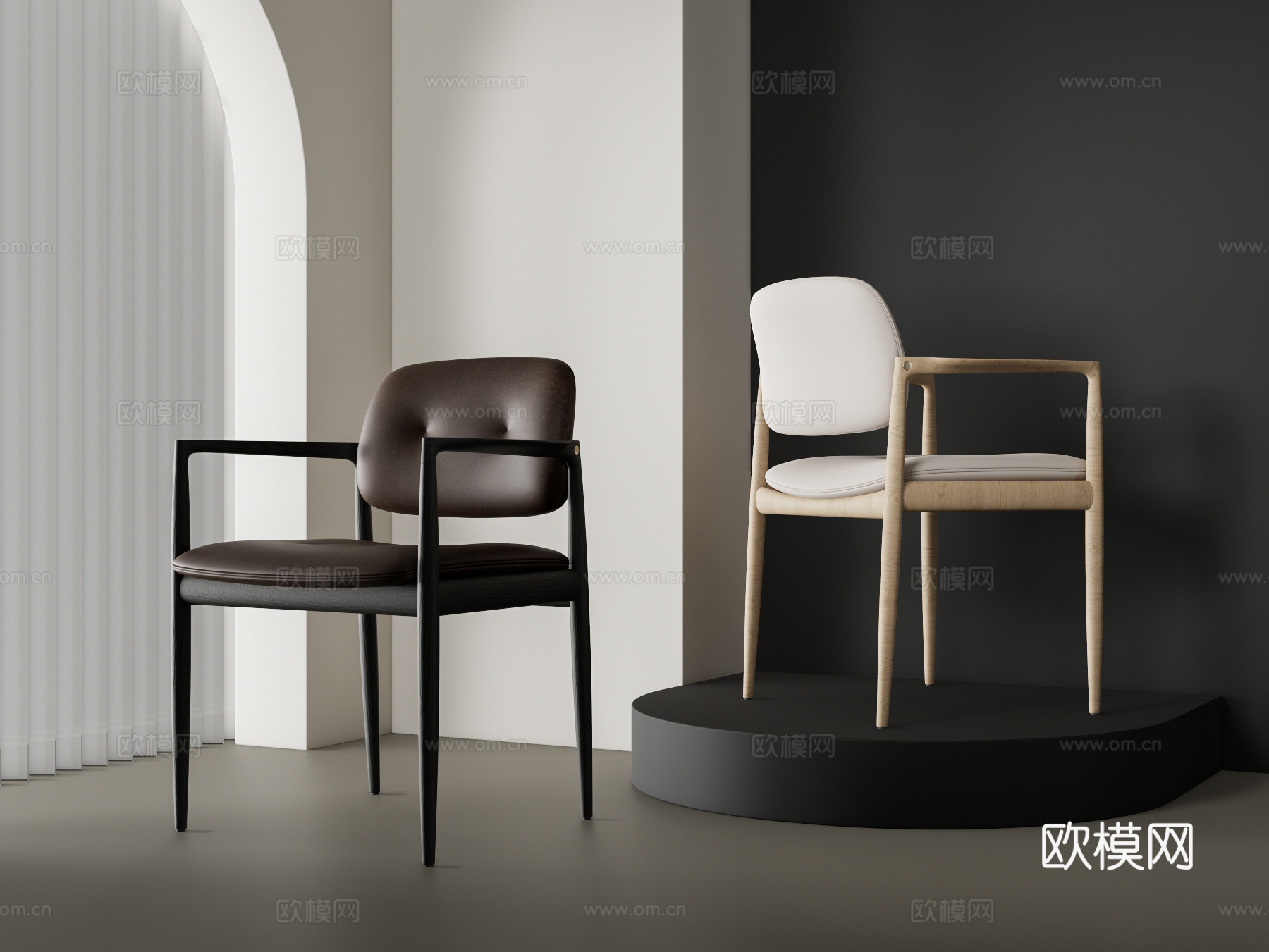 Minotti Yoko现代餐椅 皮革单椅 扶手椅su模型