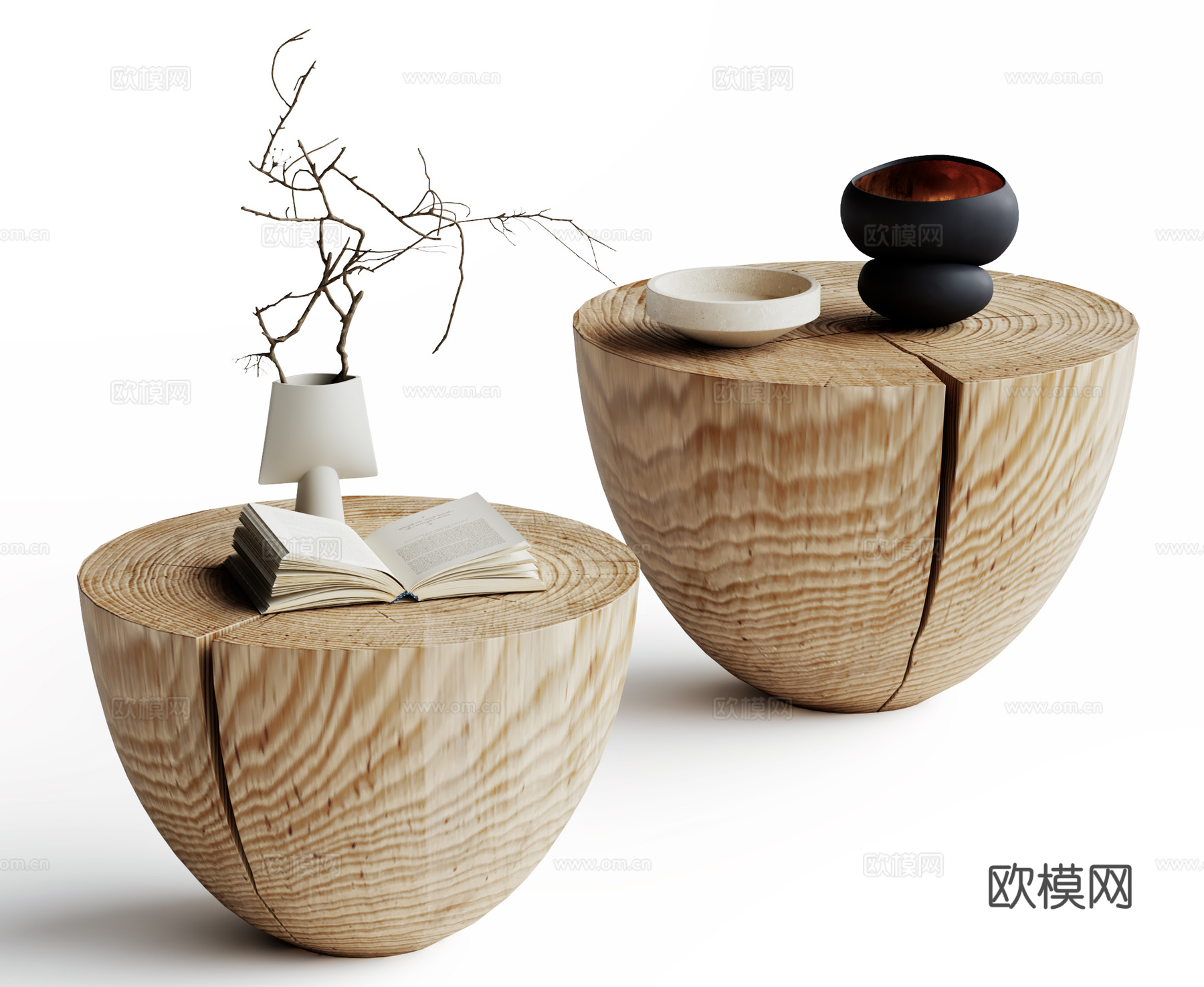 现代原木角几su模型