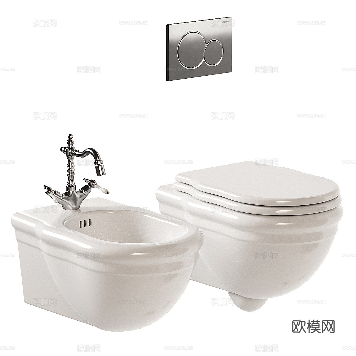 法式马桶 坐浴盆3d模型