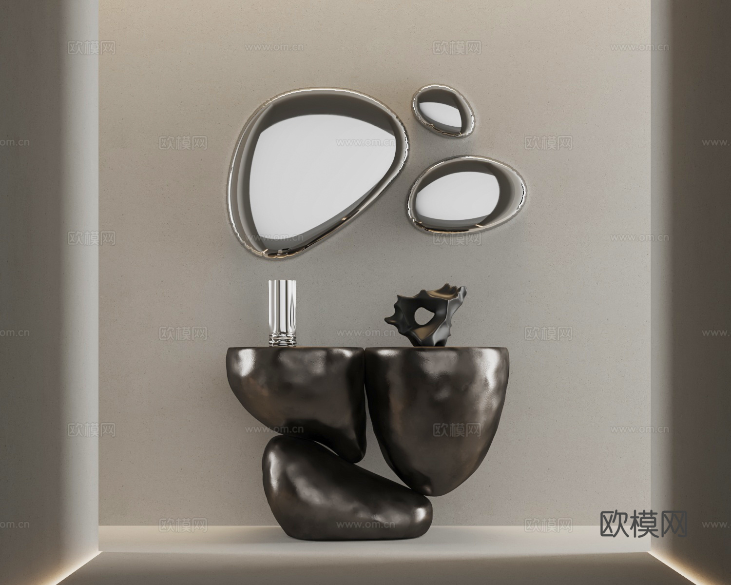 异形端景台 玄关端景台 装饰镜3d模型