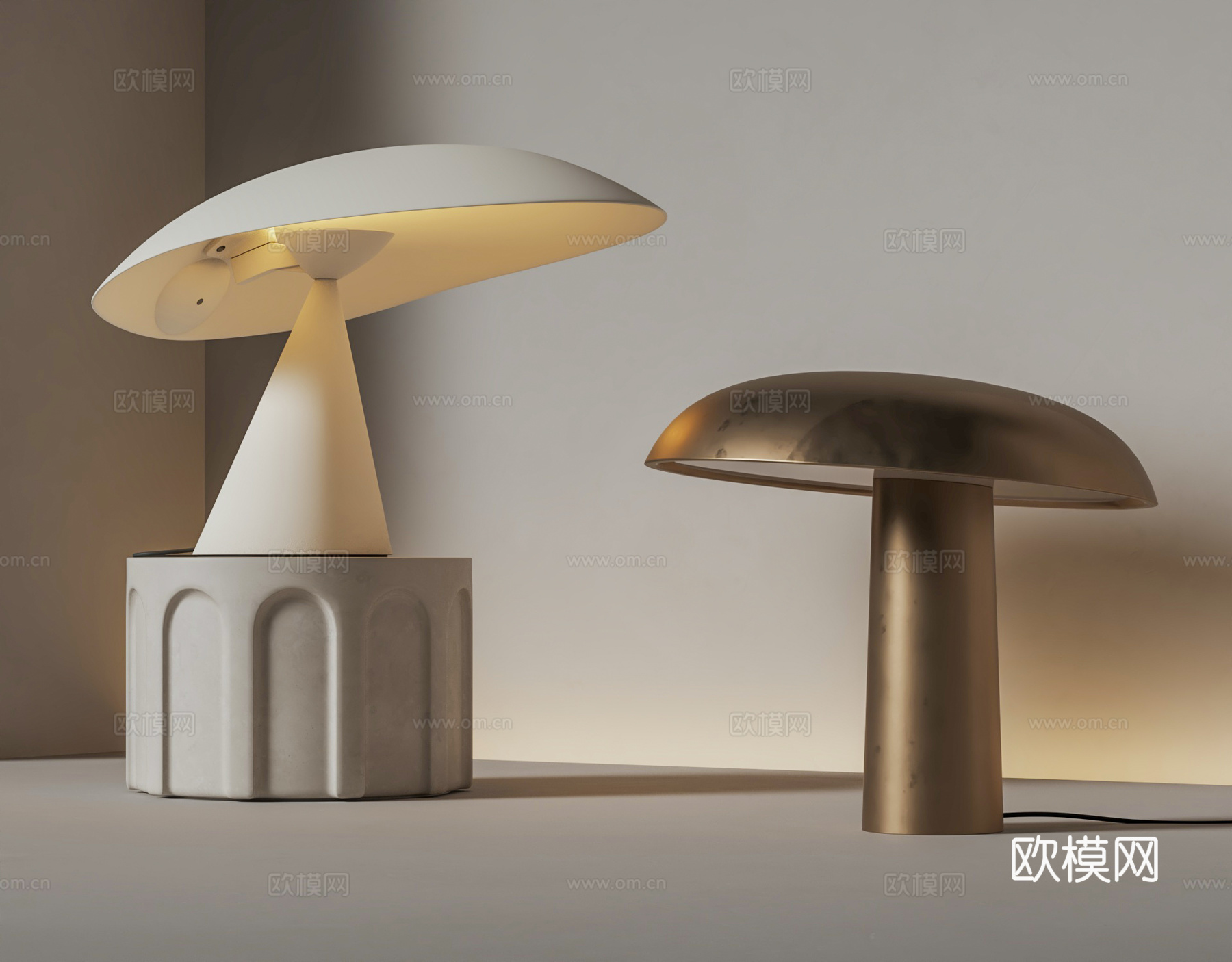 台灯组合 极简台灯 金属台灯3d模型