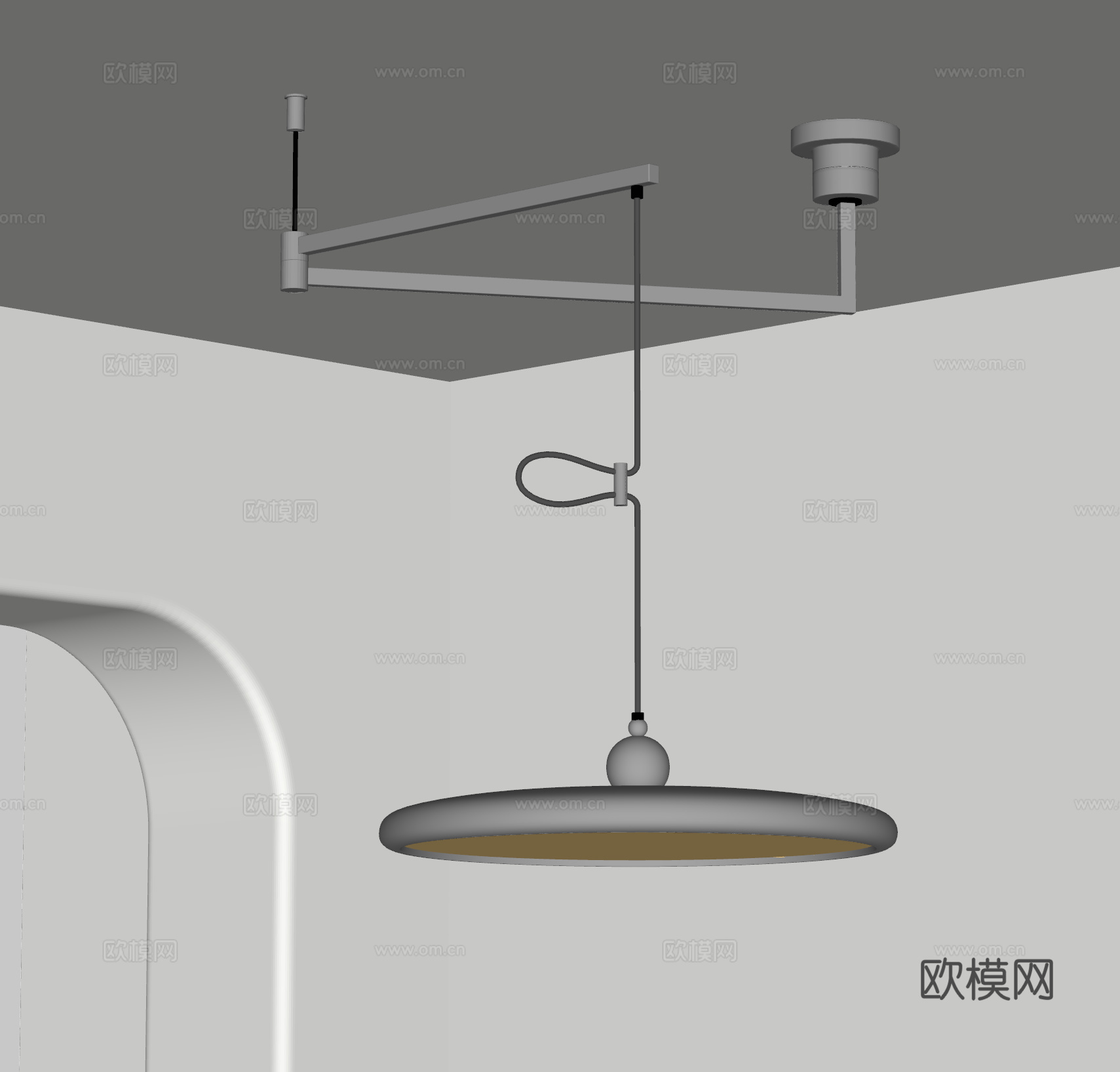 现代 复古 包豪斯 移位吊灯 飞碟吊灯 摇臂灯 餐厅吊灯su模型
