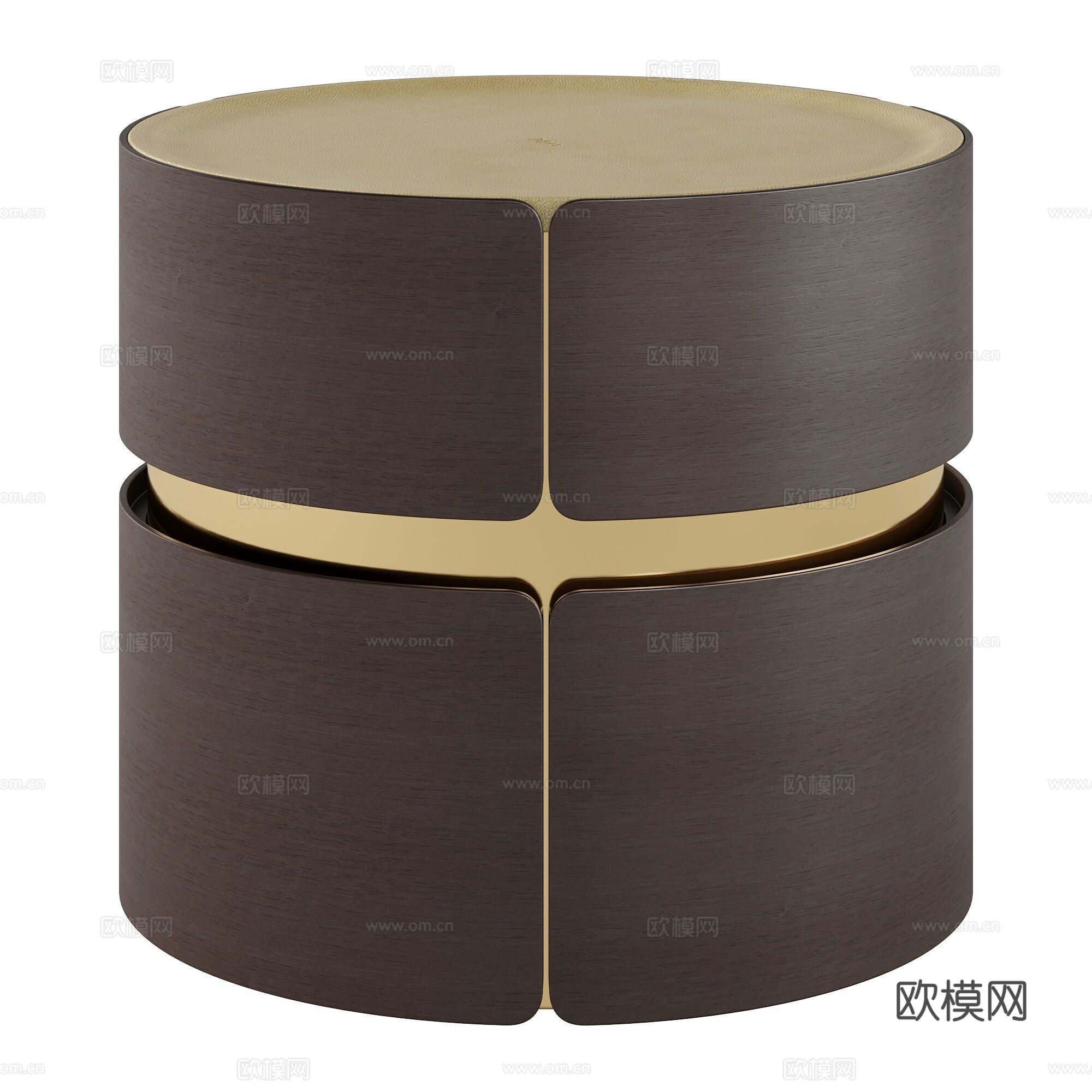 现代意式轻奢圆形床头柜3d模型