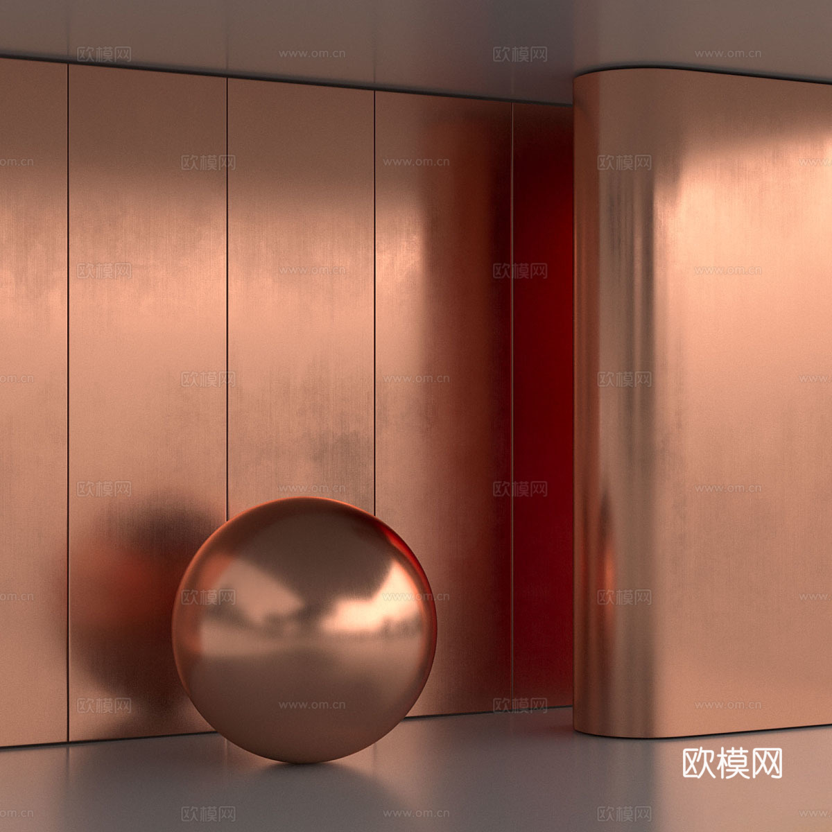 现代金属 黄铜材质3d模型