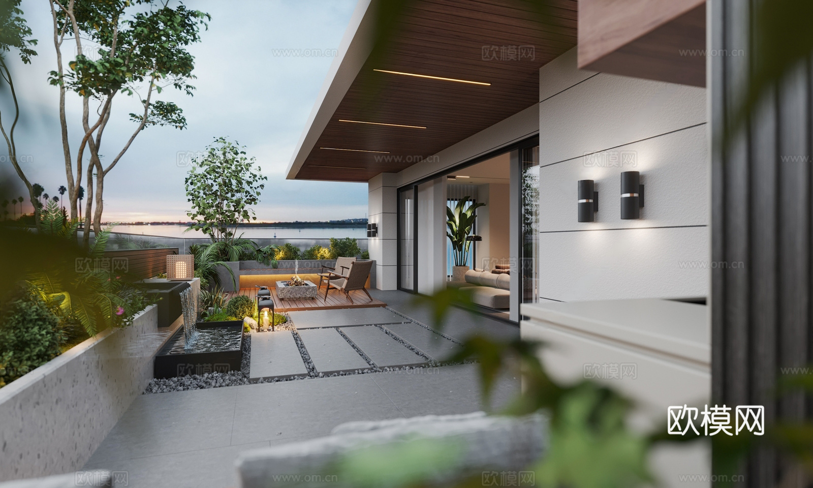 现代意式阳台 生活阳台 休闲阳台 花园阳台 现代花园 休闲桌3d模型