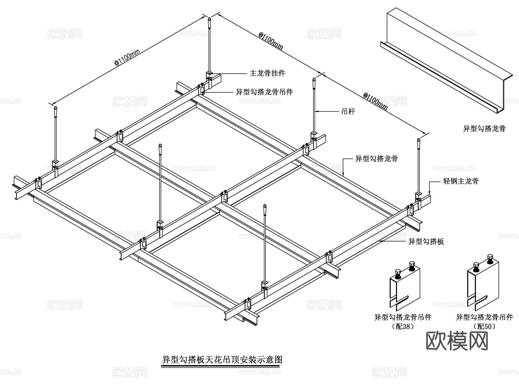 勾搭天花cad施工图