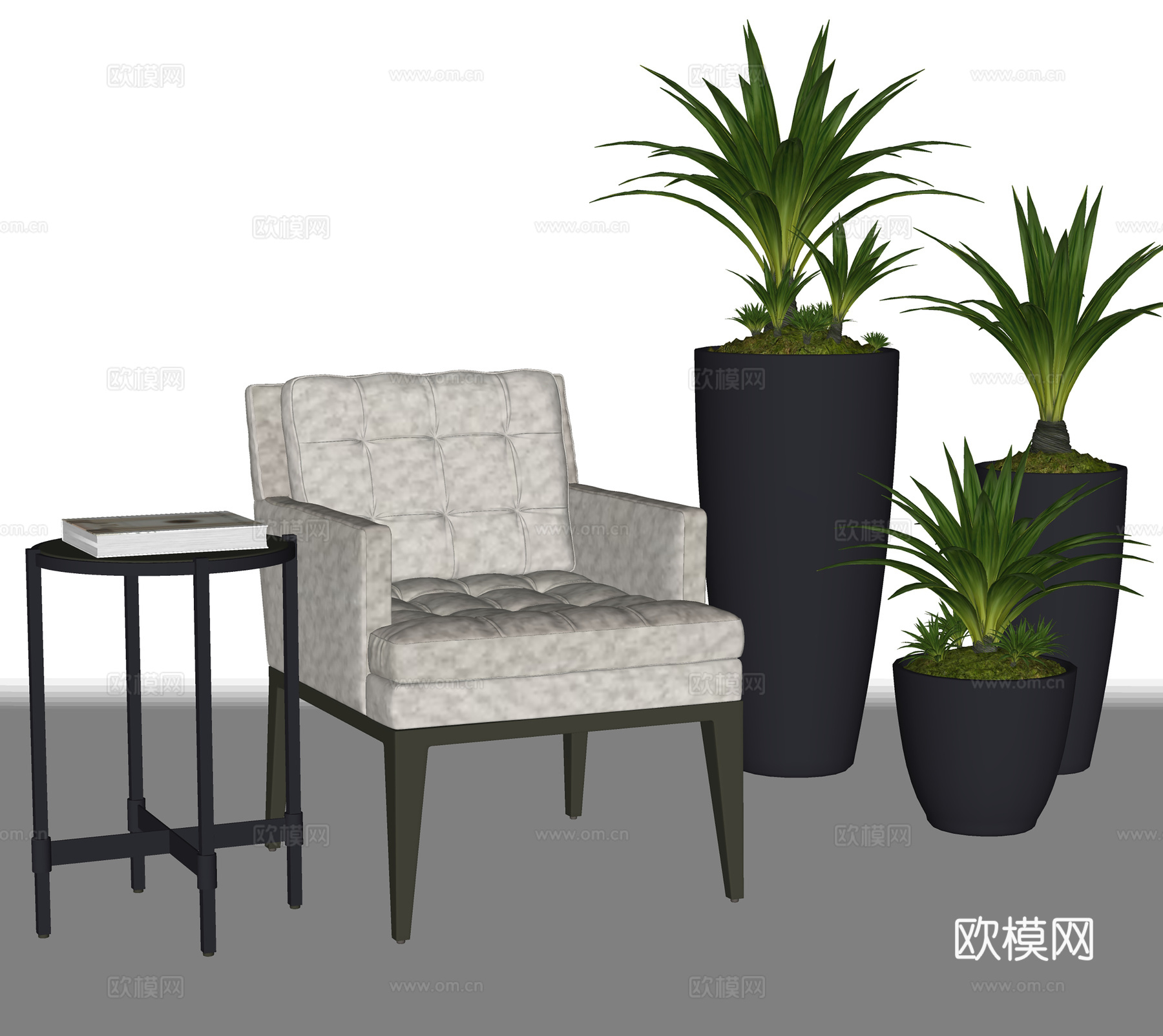现代休闲椅 书椅餐椅  办公椅茶几 绿植摆件su模型