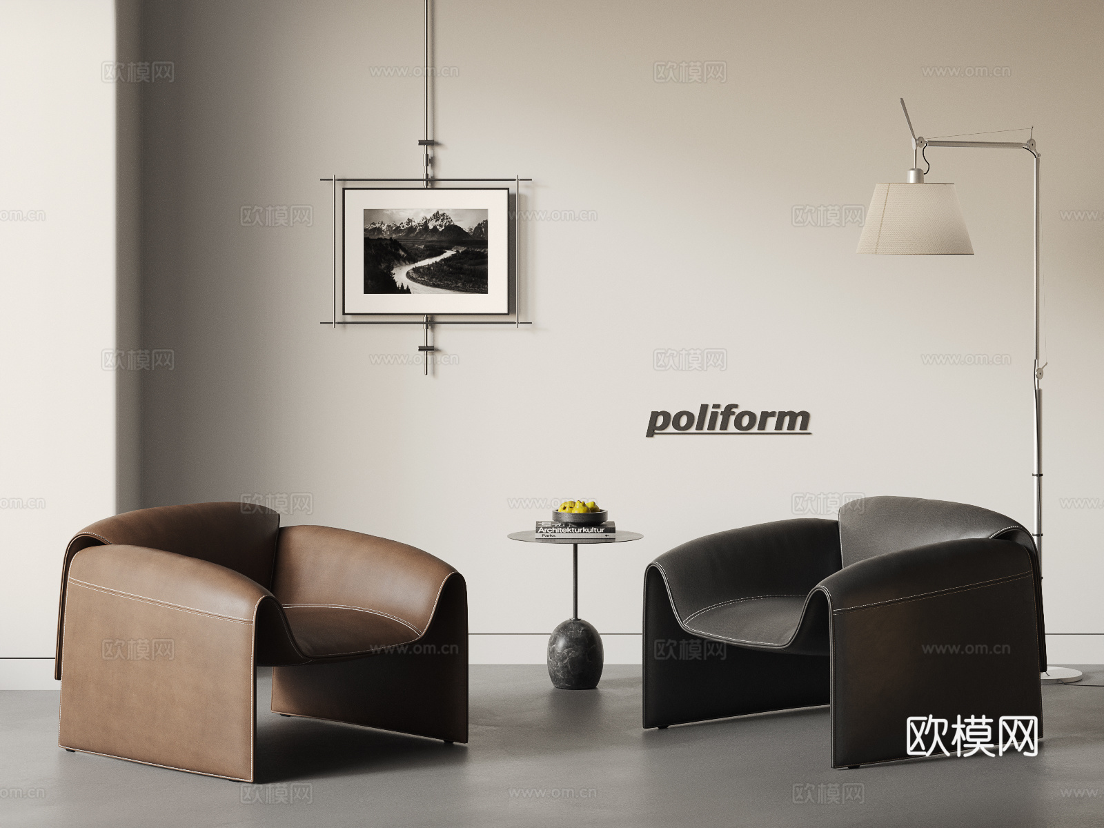 POLIFORM现代休闲桌椅 意式休闲椅 螃蟹椅 沙发椅 休su模型
