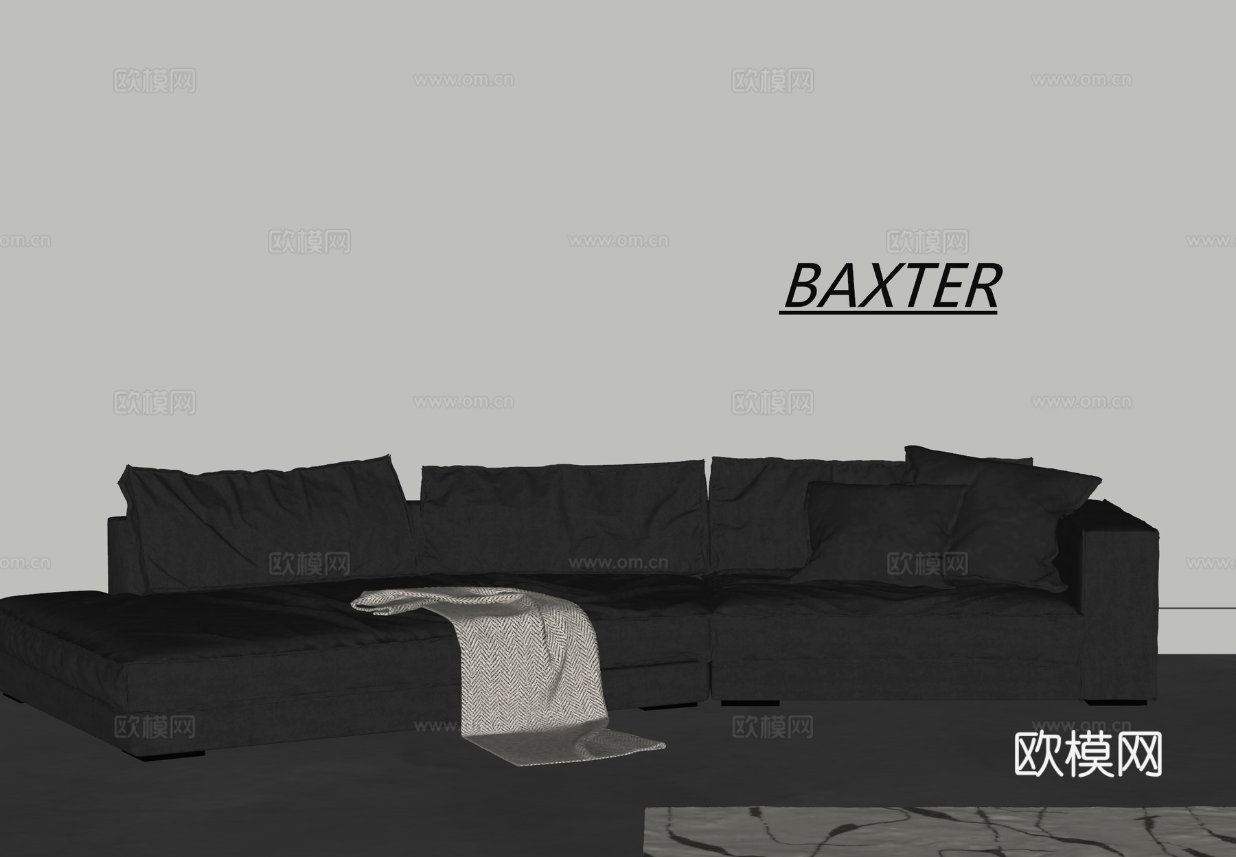 BAXTER现代意式沙发 布达佩斯沙发 大转角沙发su模型