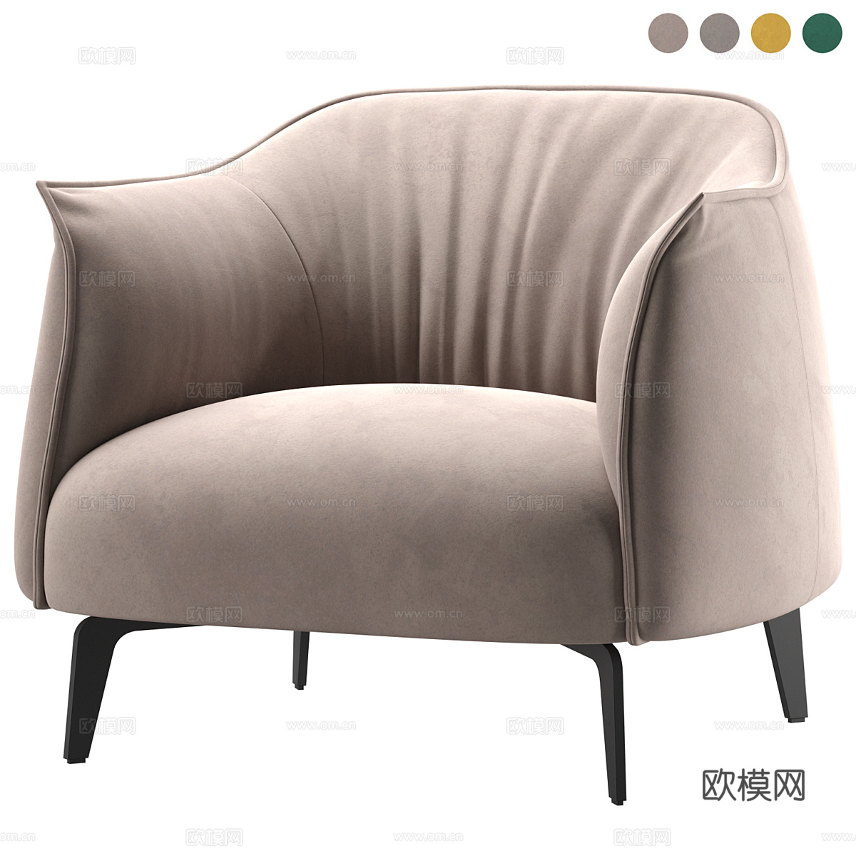 现代意式布艺扶手椅3d模型