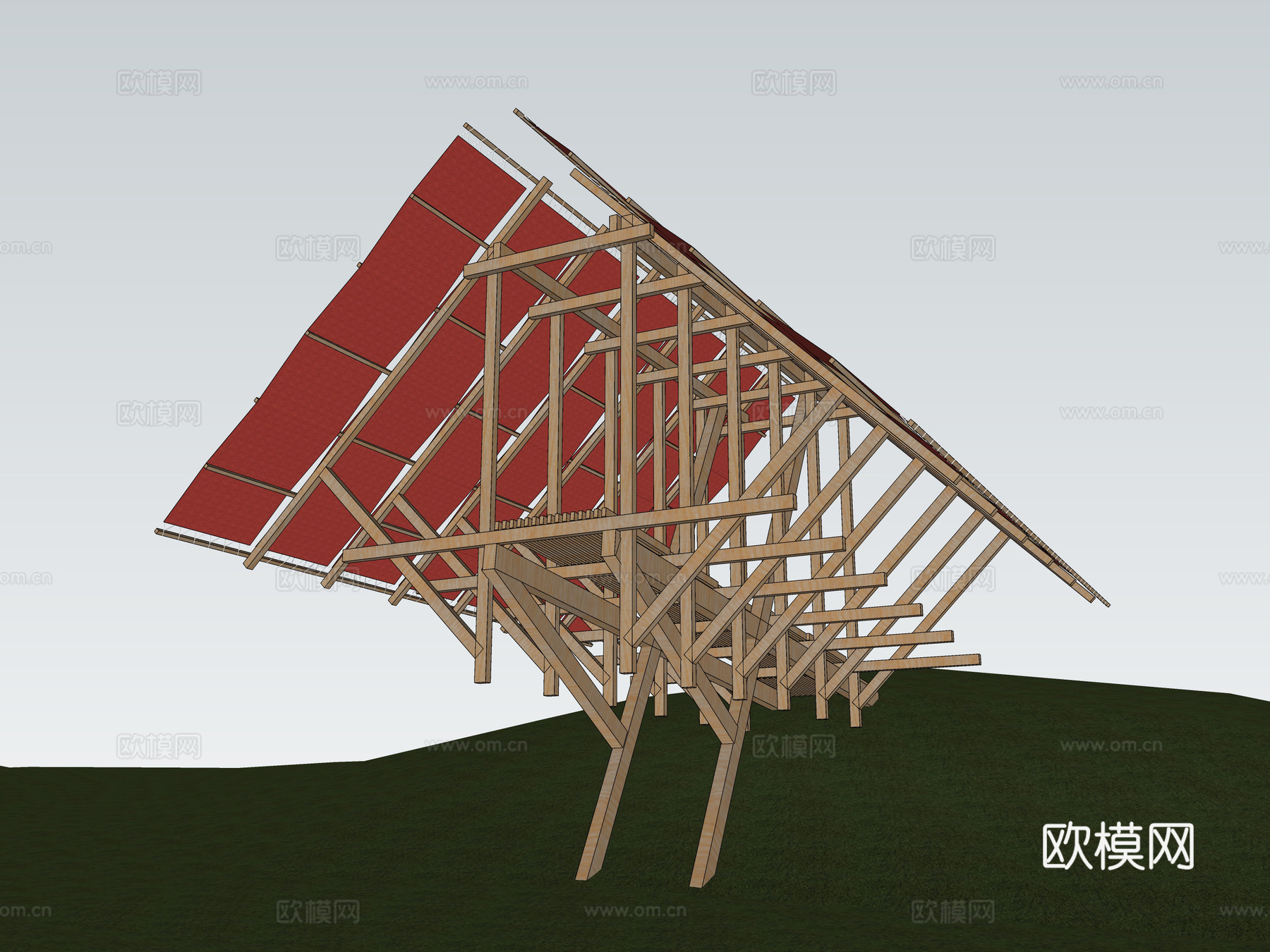 景观小建筑 木构建筑 景观装置 眺望平台 创意空间 景观台su模型