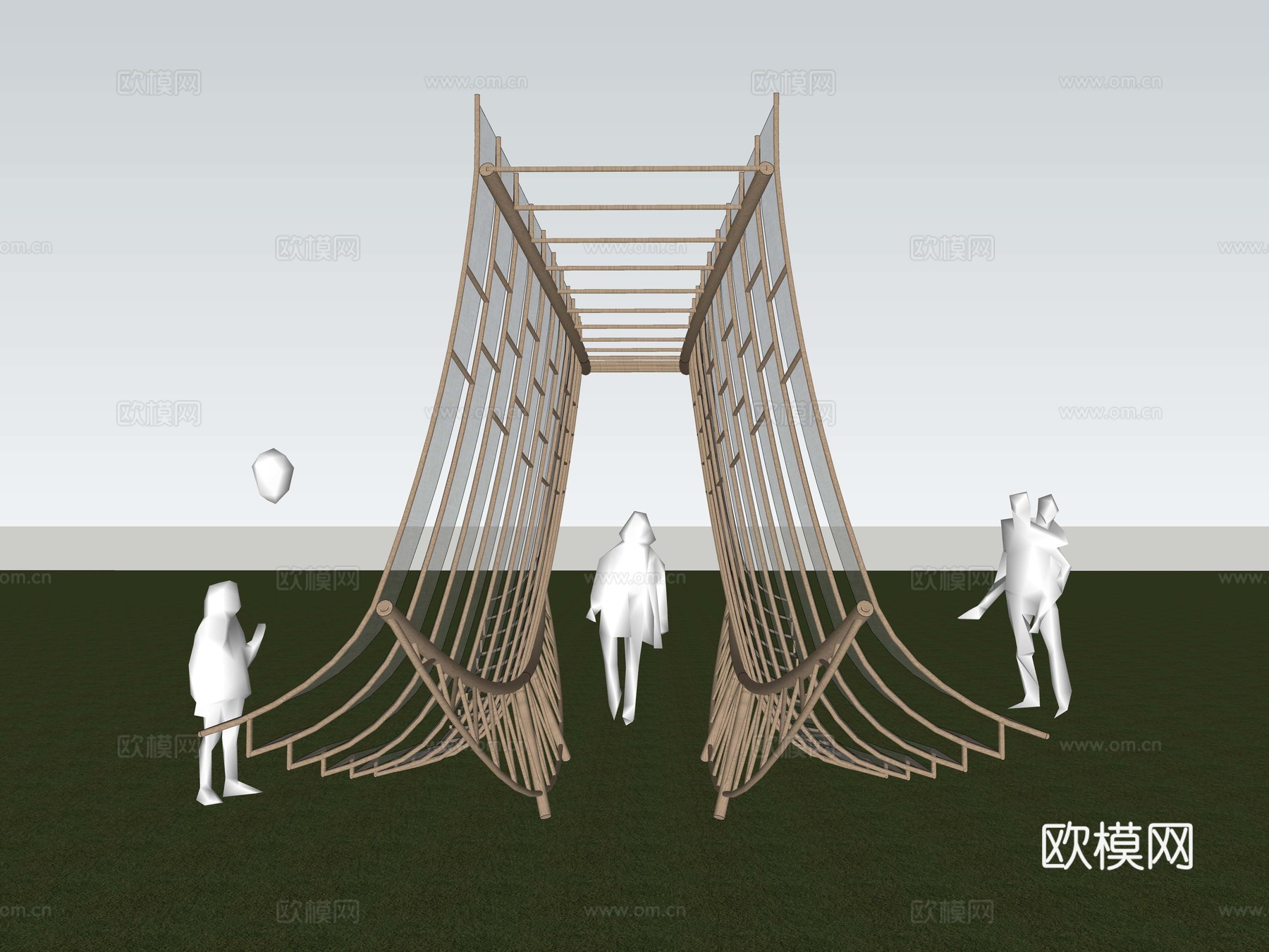 现代木构建筑 装置 亭 冥想空间 露营 营地 景观装置 廊架su模型