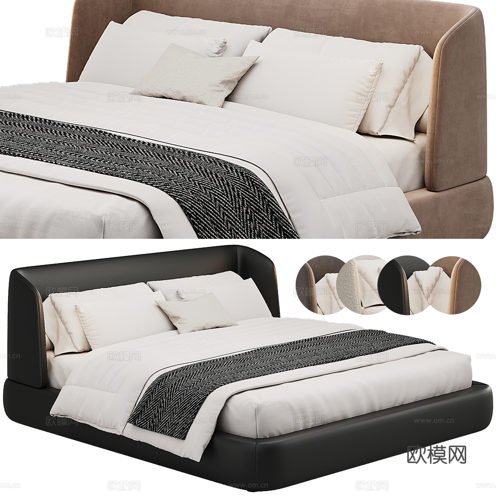 MisuraEmme 软床 布艺 双人床 床品 抱枕3d模型
