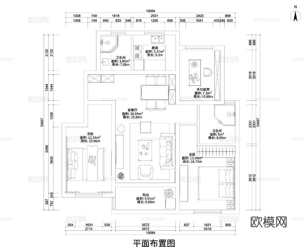 家装平面图施工图cad施工图