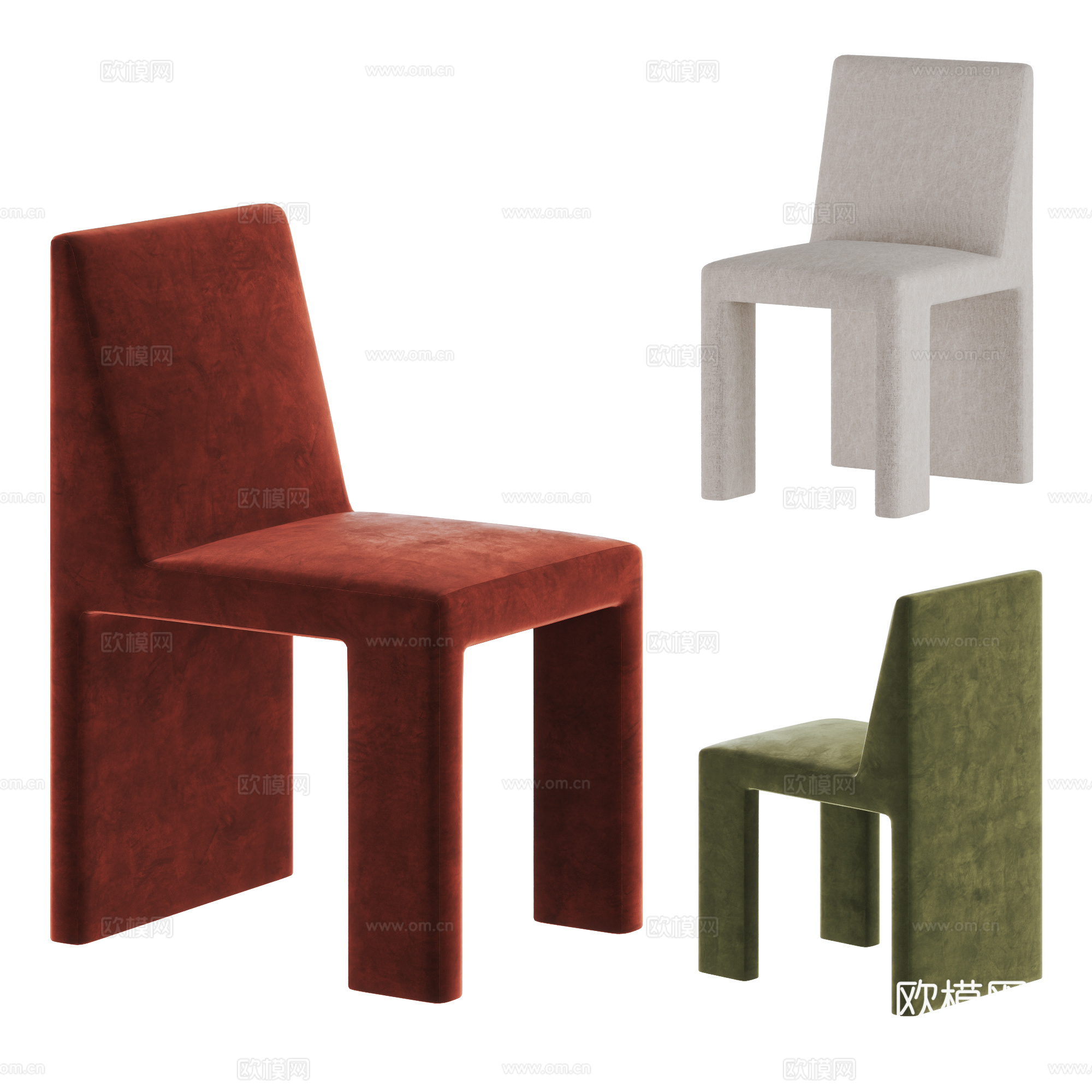 cassina 现代餐椅 休闲椅 布艺单椅su模型