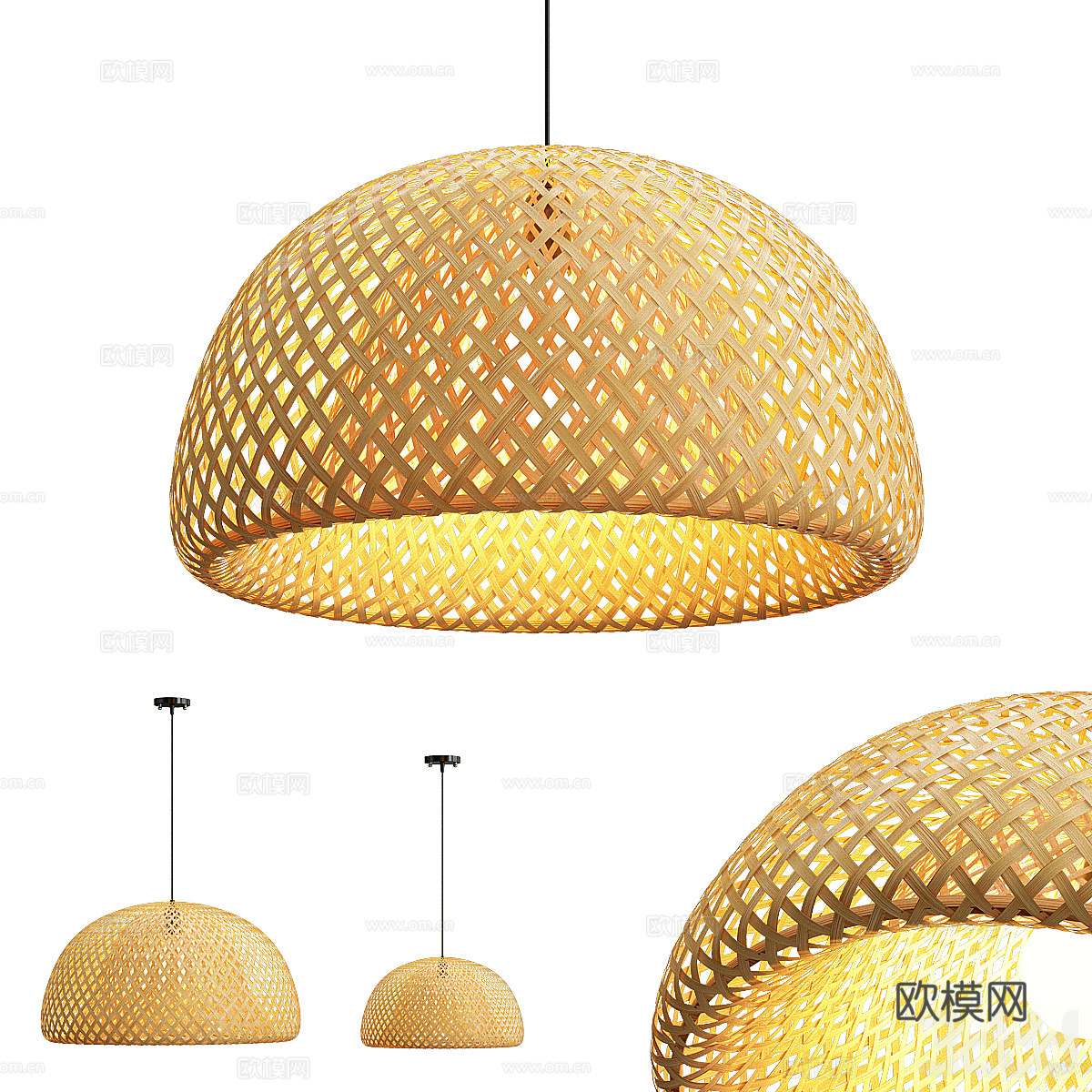 新中式竹编吊灯3d模型