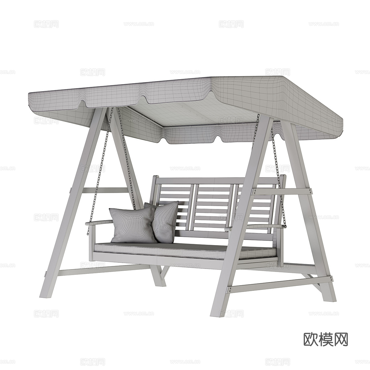 新中式户外秋千椅3d模型