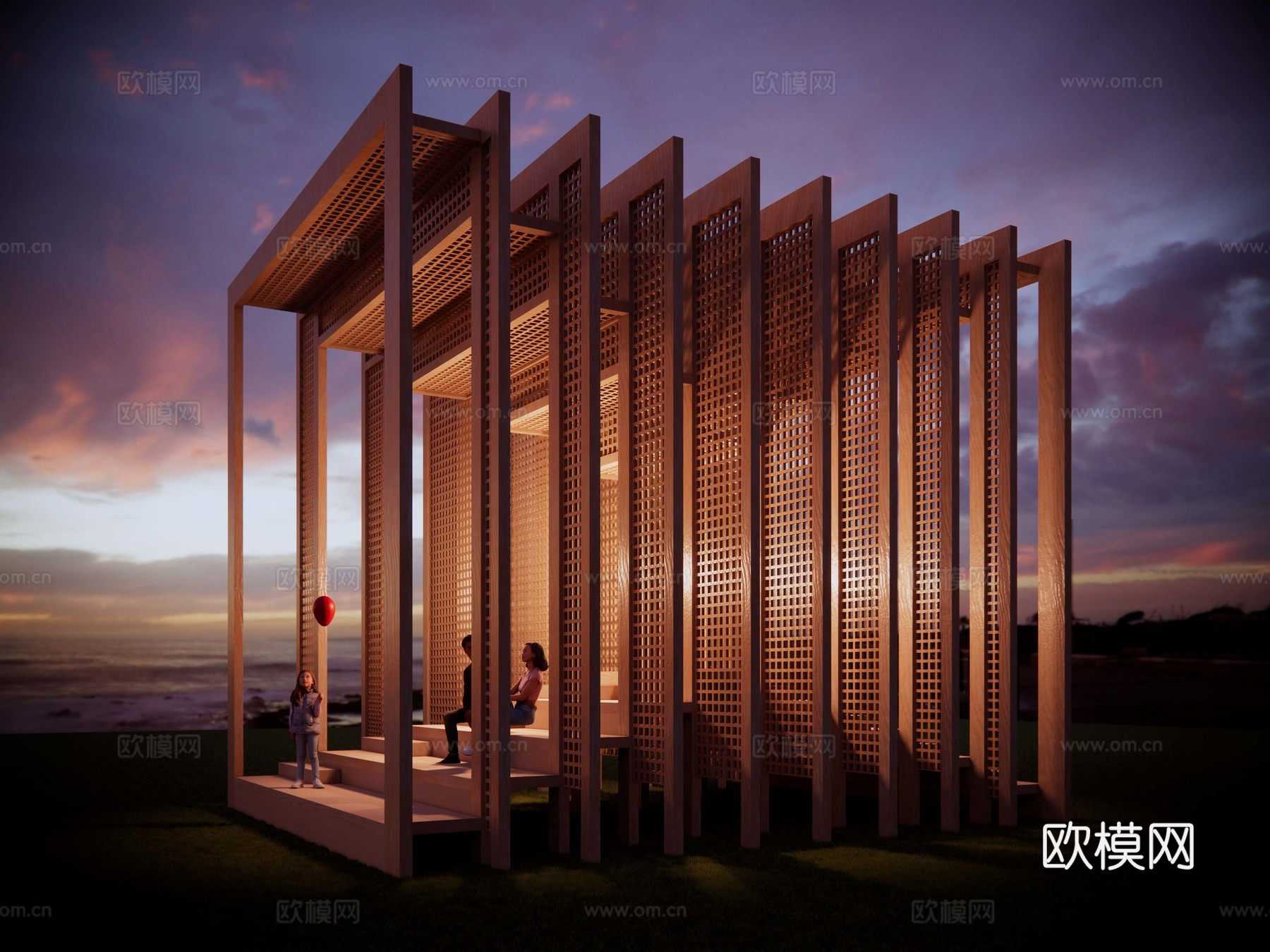 现代木构建筑 装置 亭 冥想空间 露营 营地 景观装置 廊架su模型