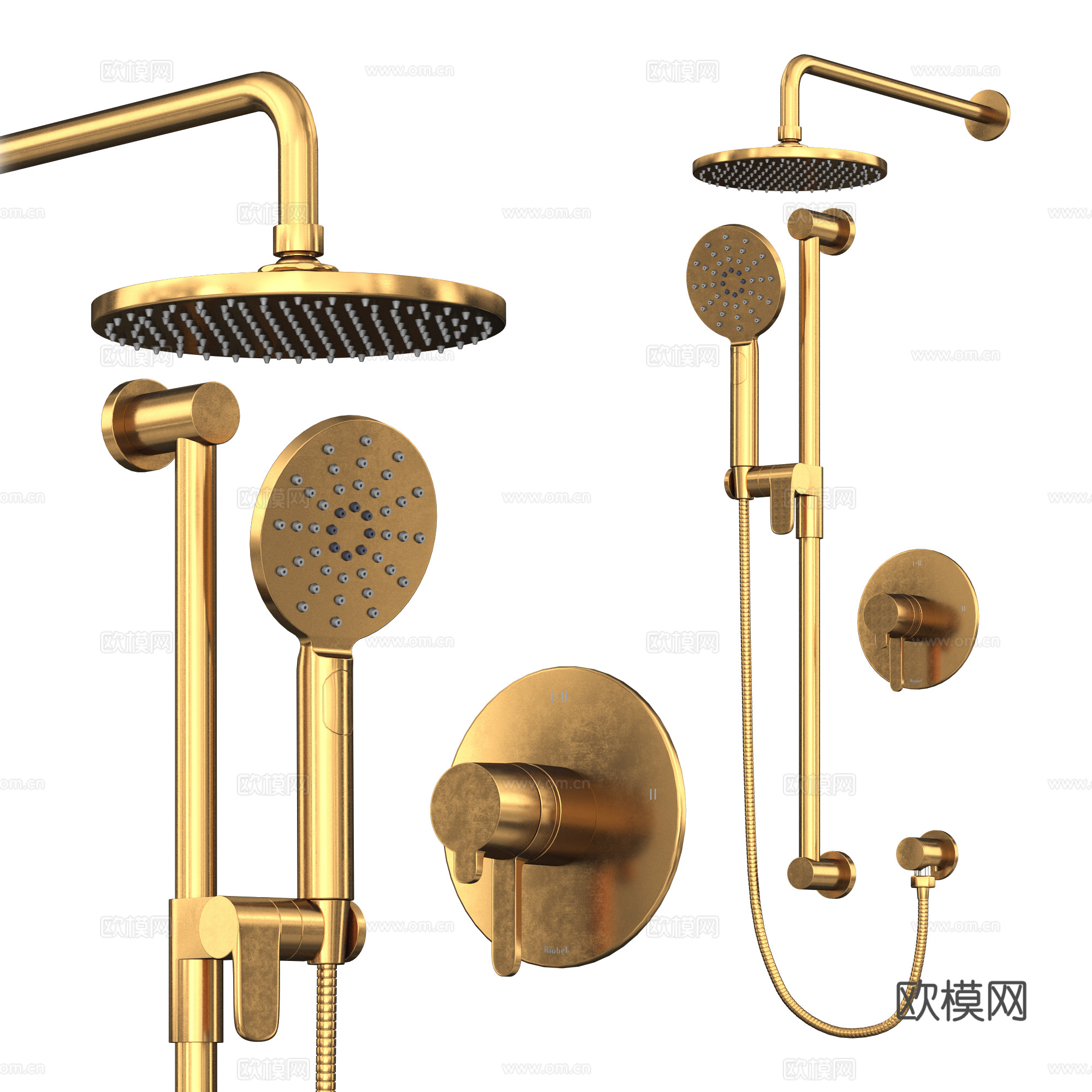 现代轻奢淋浴花洒3d模型