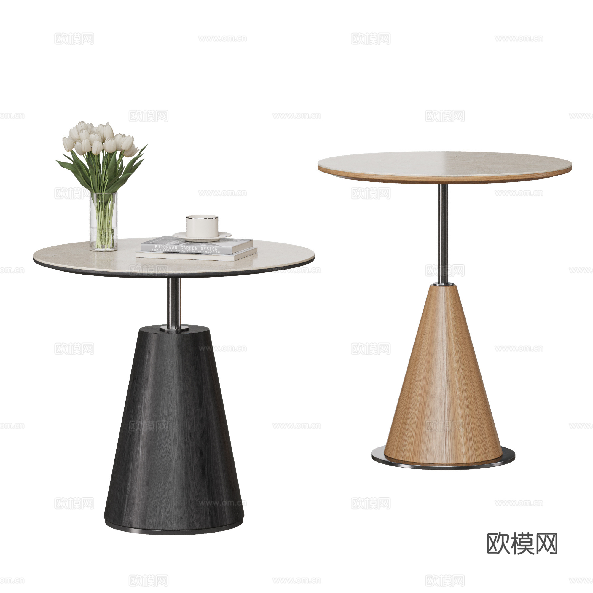 现代边几组合 休闲桌 圆几3d模型