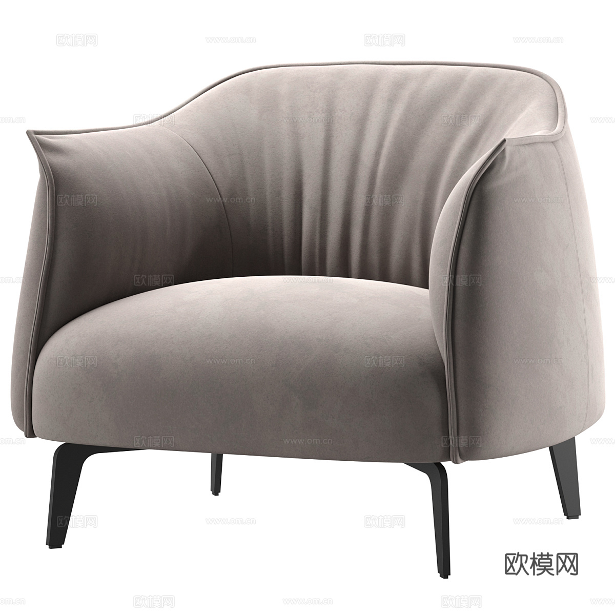 现代意式布艺扶手椅3d模型